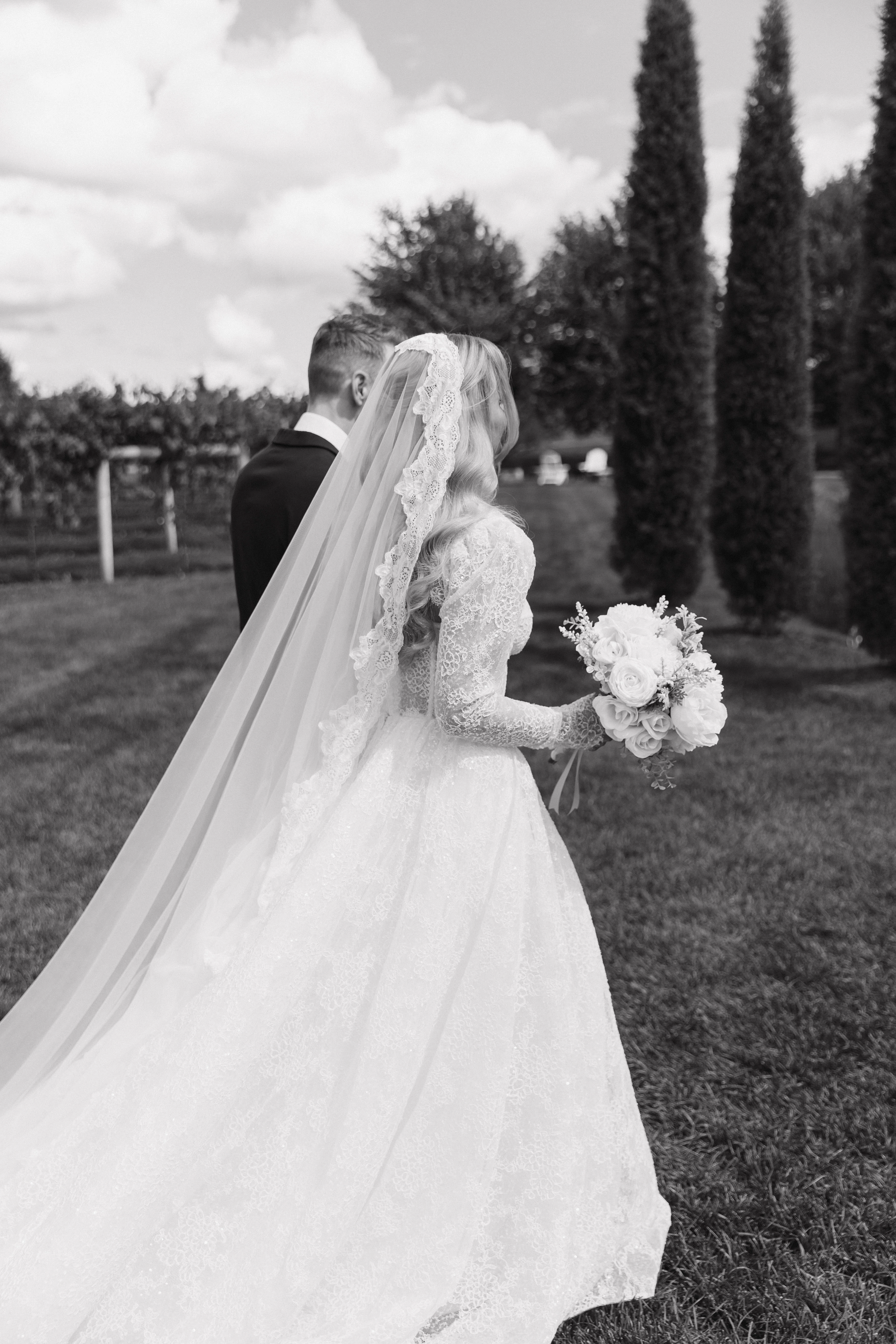 Bride and groom at Redeemed Farm
