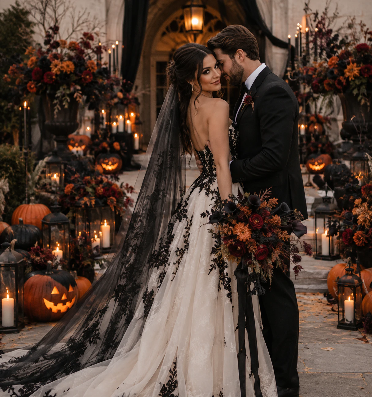 AI image of Halloween wedding