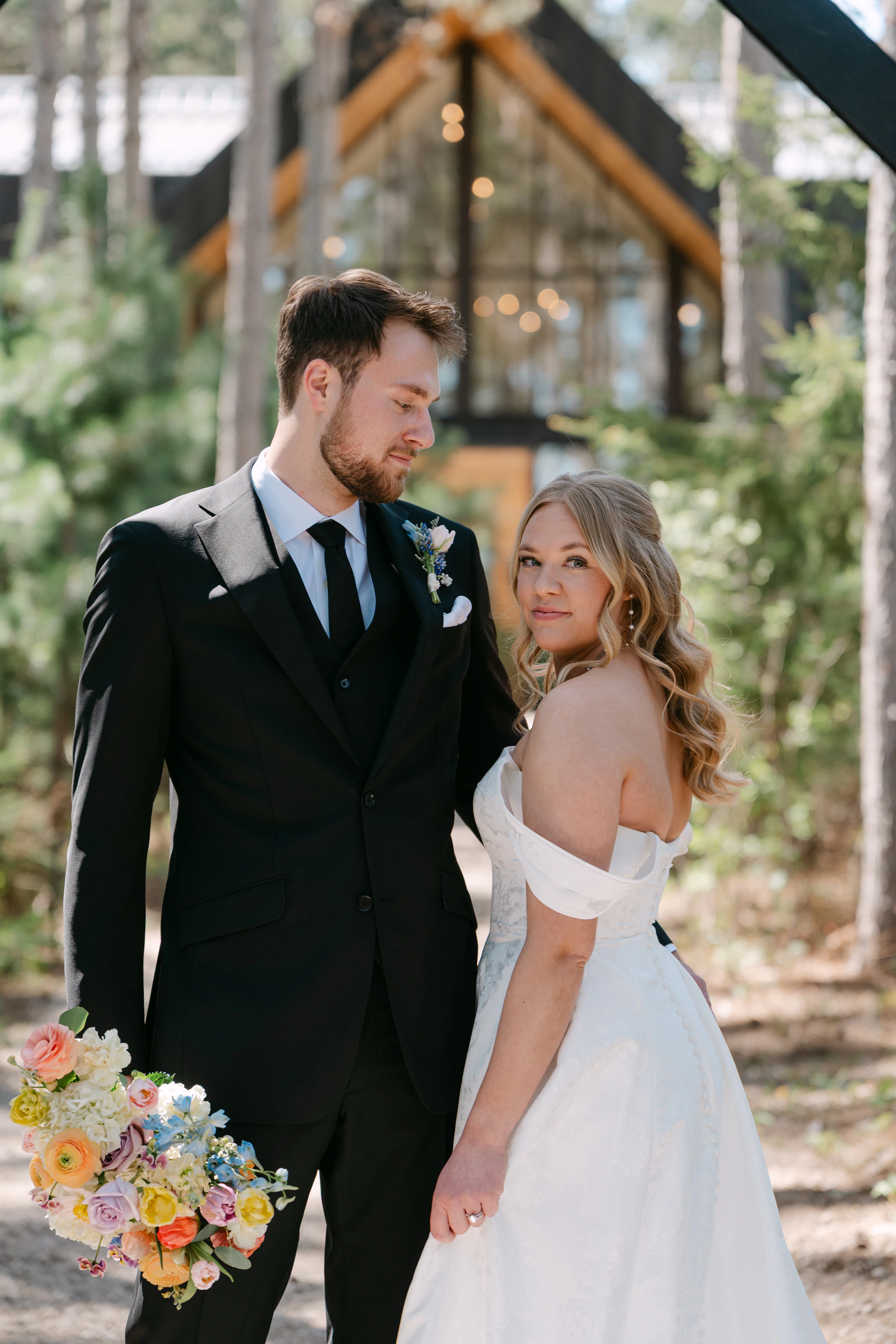 bride and groom at Pinewood Wedding and Event Center