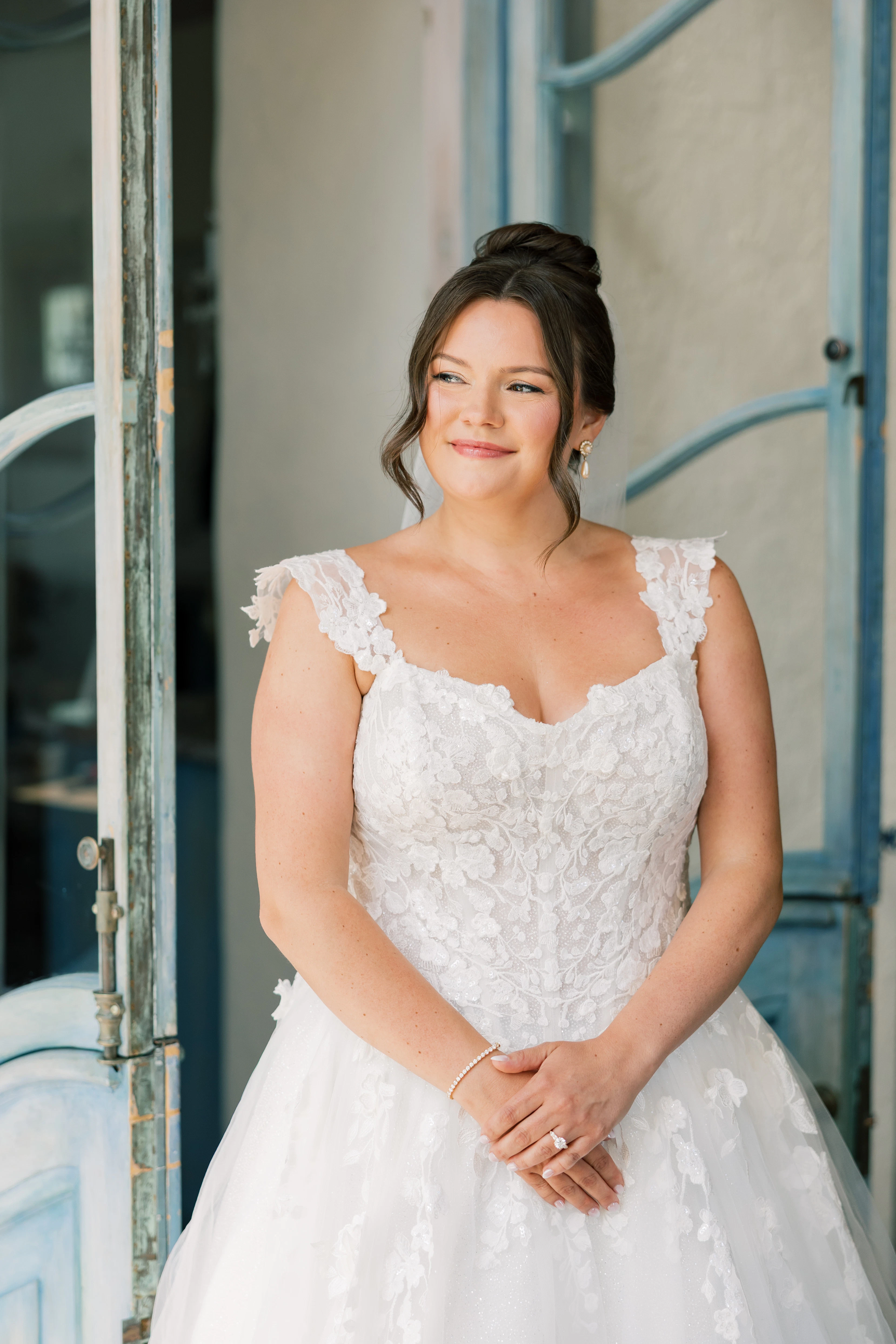 Bride with high updo at Bavaria Downs