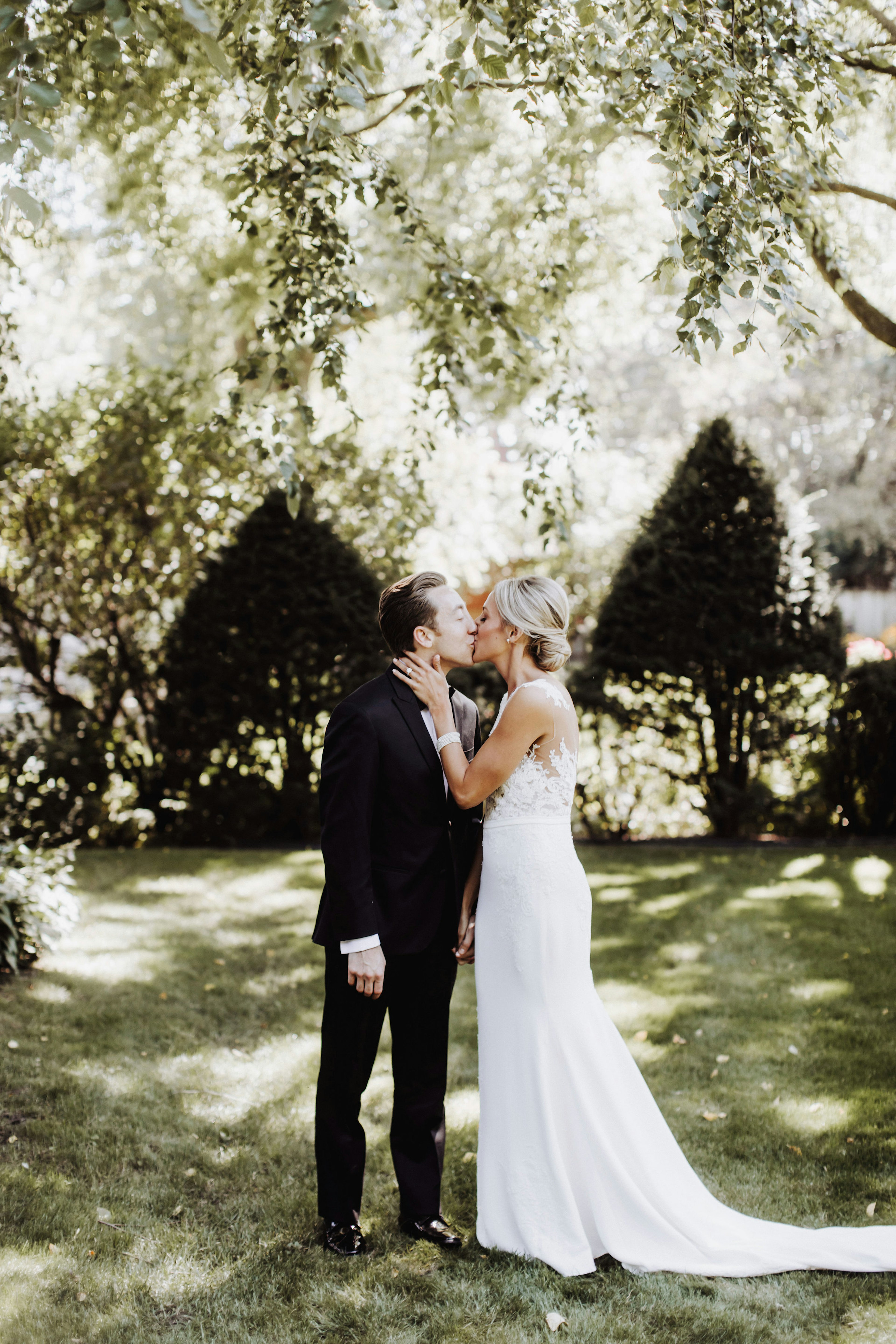 Bride and Groom Kissing