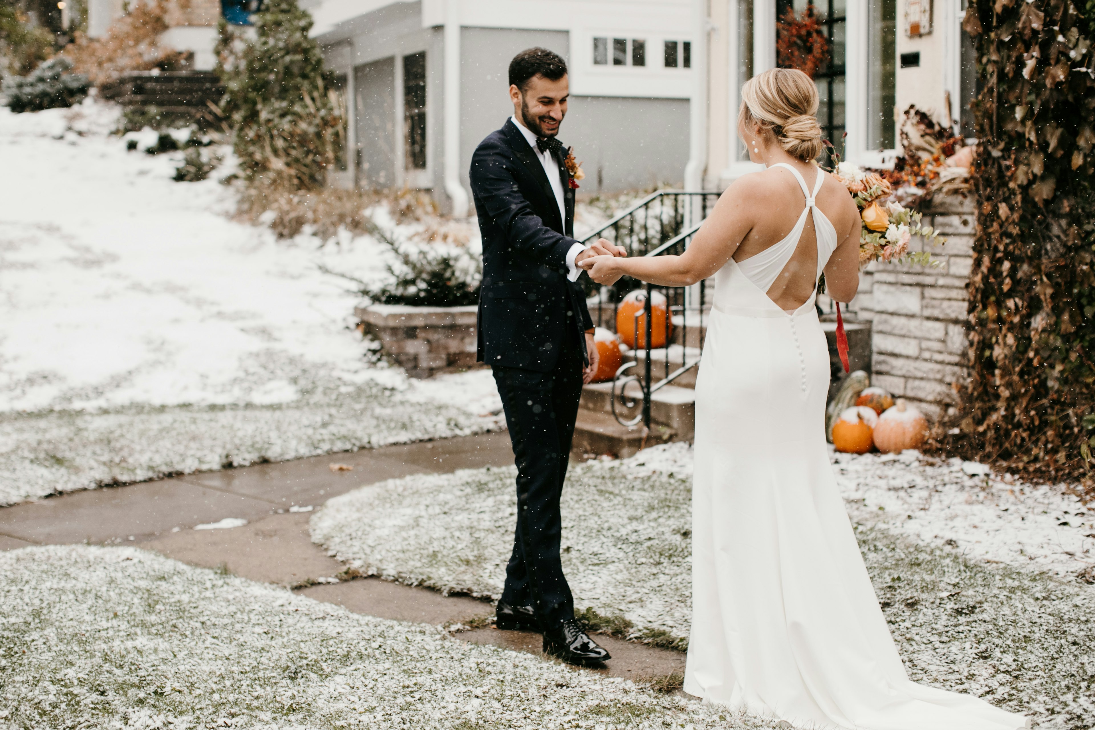 A beautiful Bride and her Groom in the Fall in MN