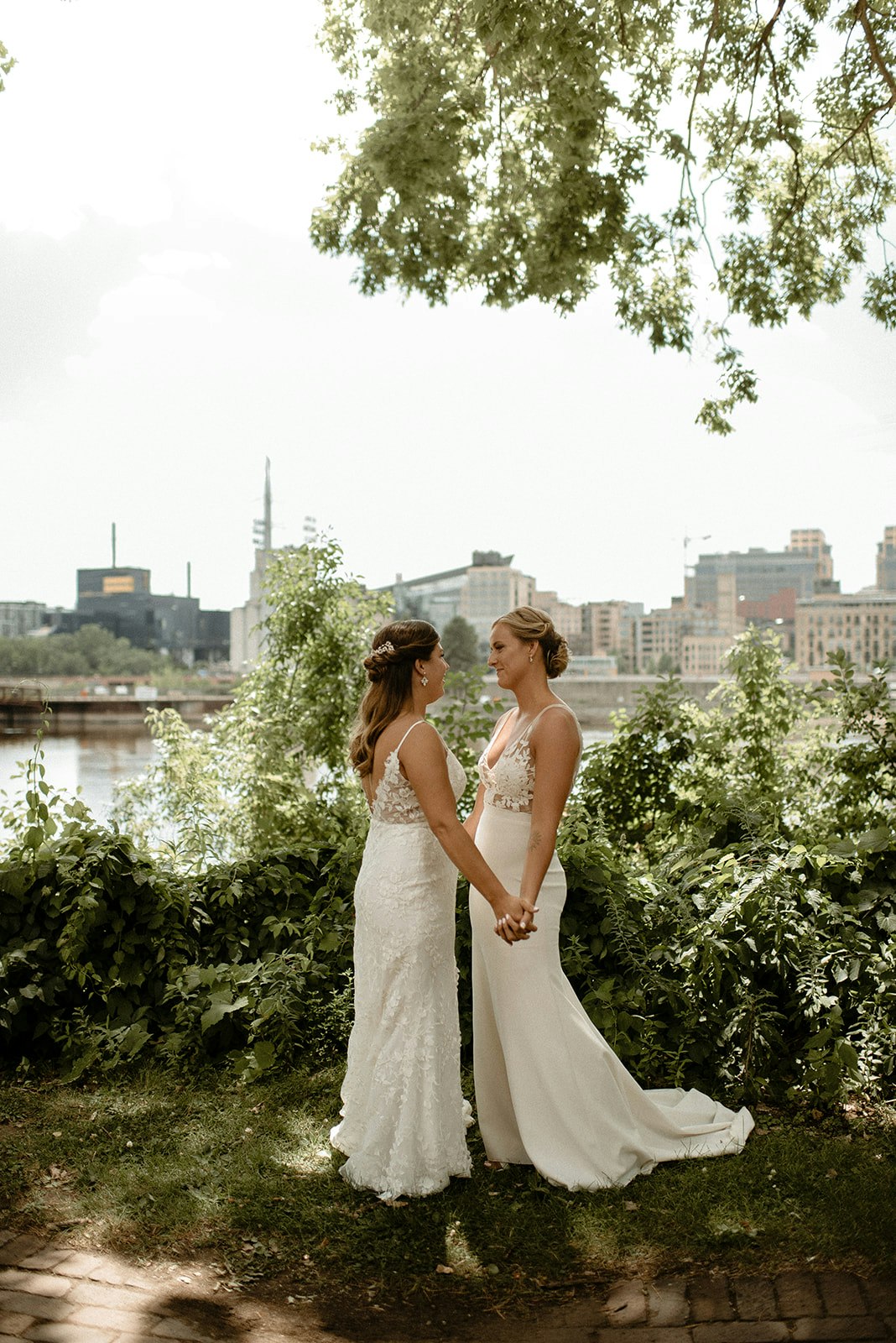 Two brides sharing a special moment