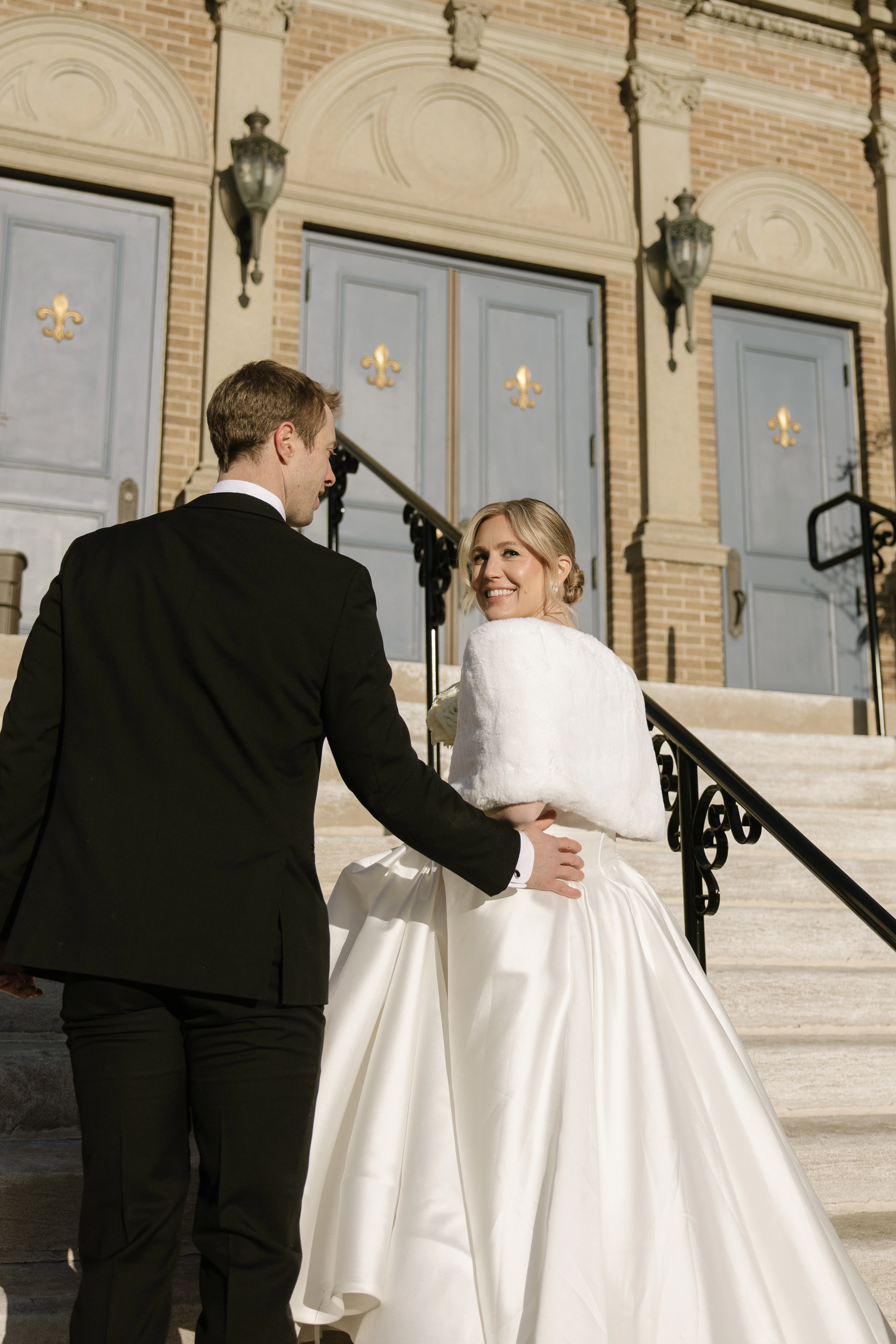 Bride and groom at church in Minneapolis