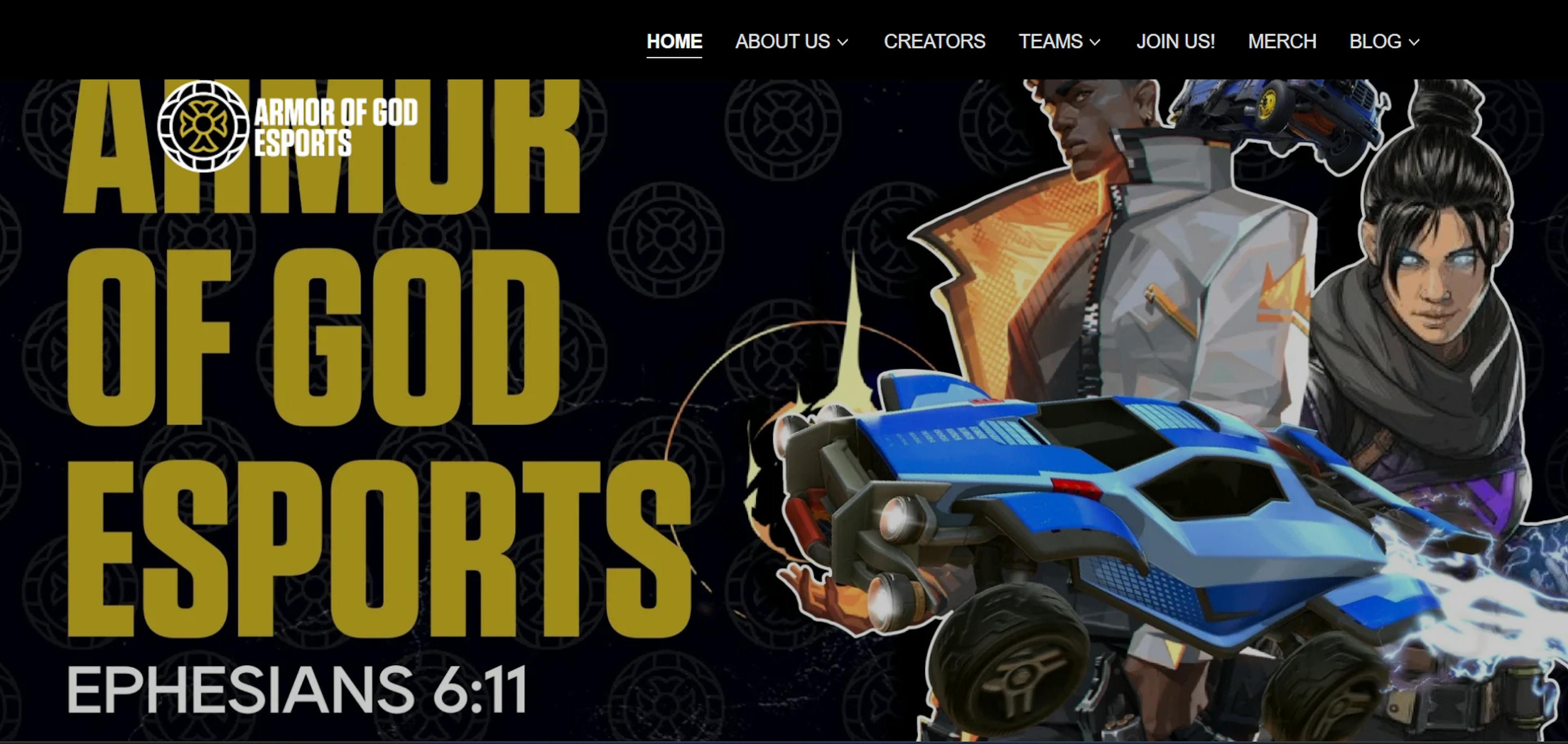 Image of Armor OF God Esports Webpage