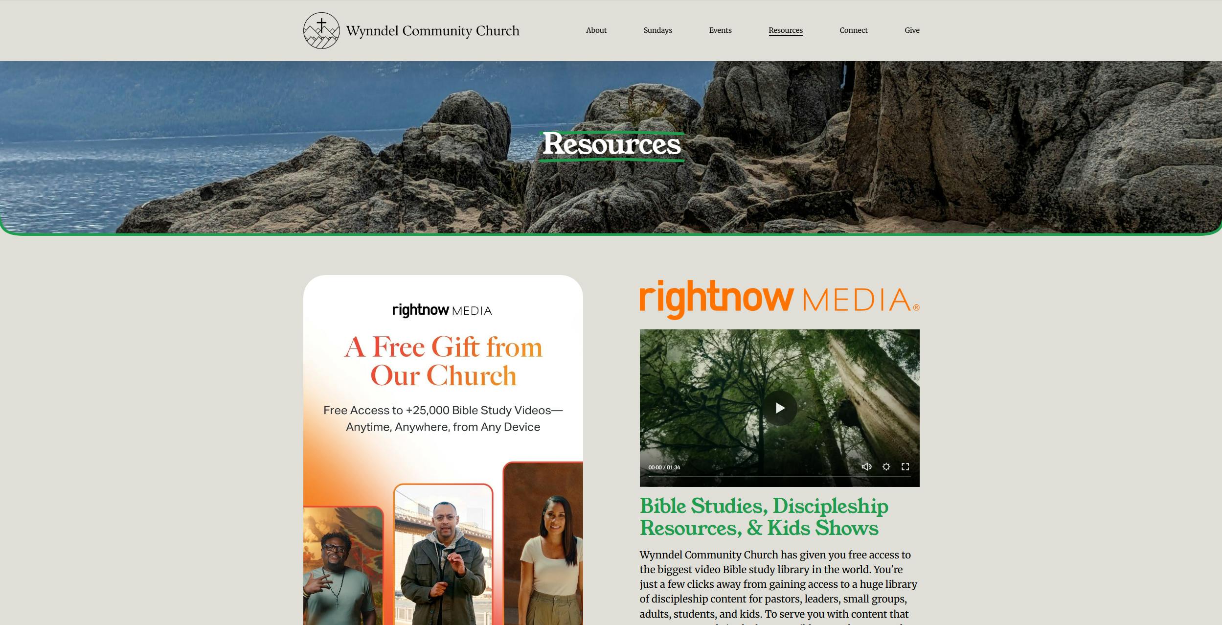 Resources page of Wynndel Community Church