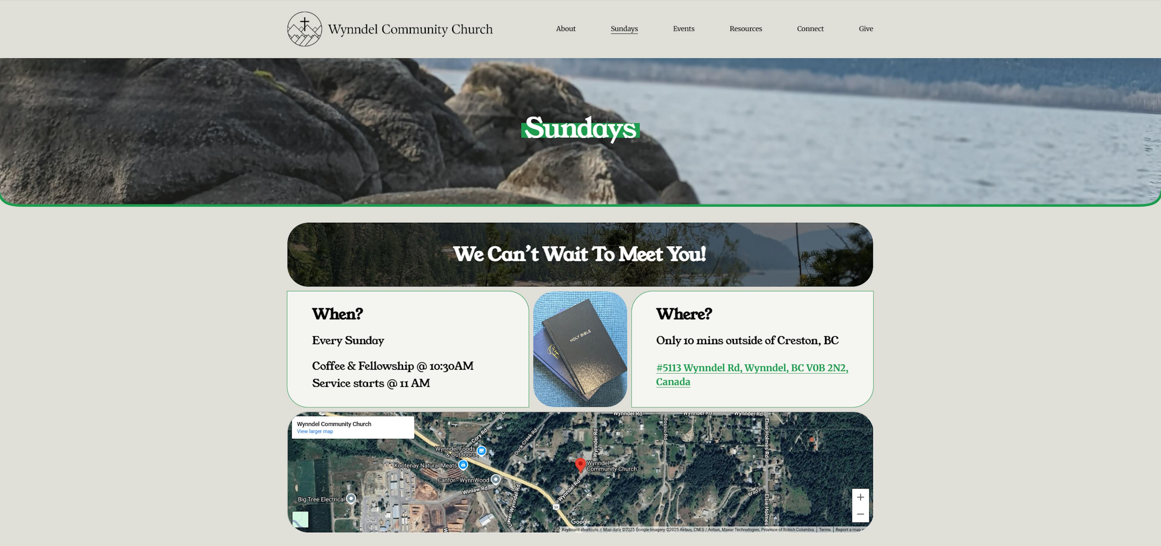 Sunday Page for Wynndel Community Church