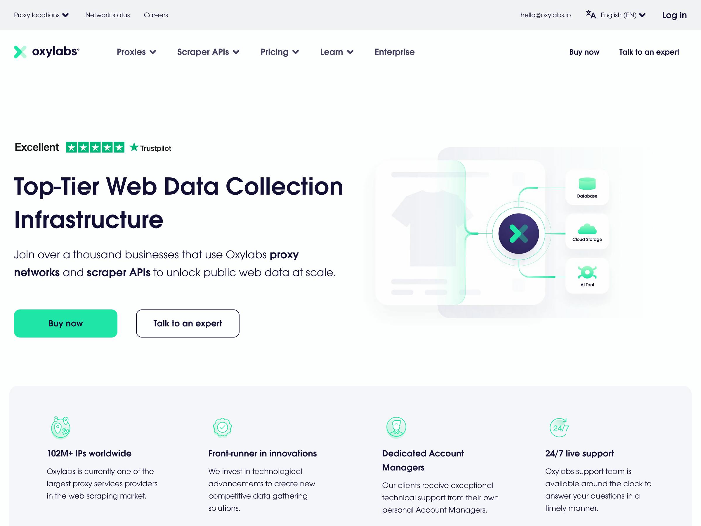 Oxylabs website screenshot