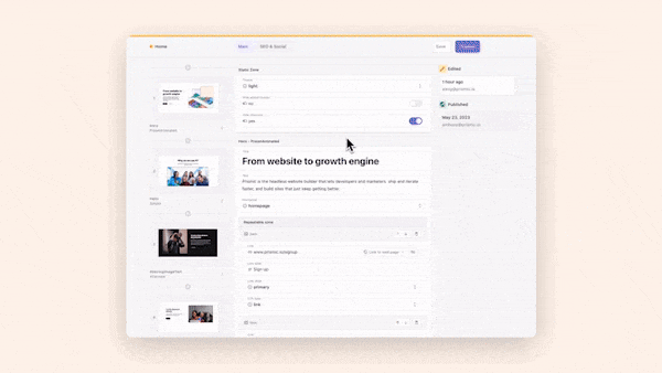 A GIF of the new Page Builder
