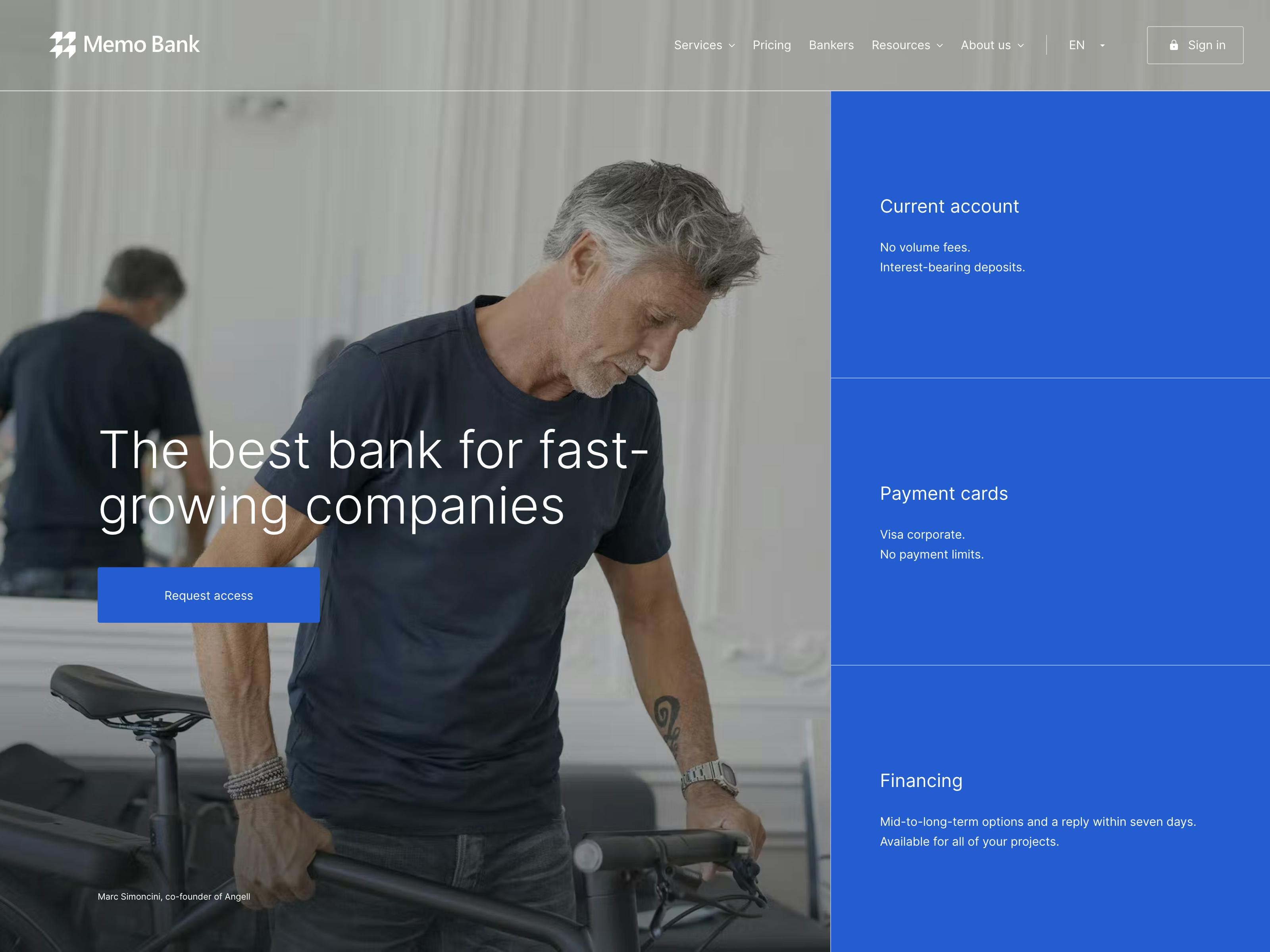 Memo Bank website screenshot