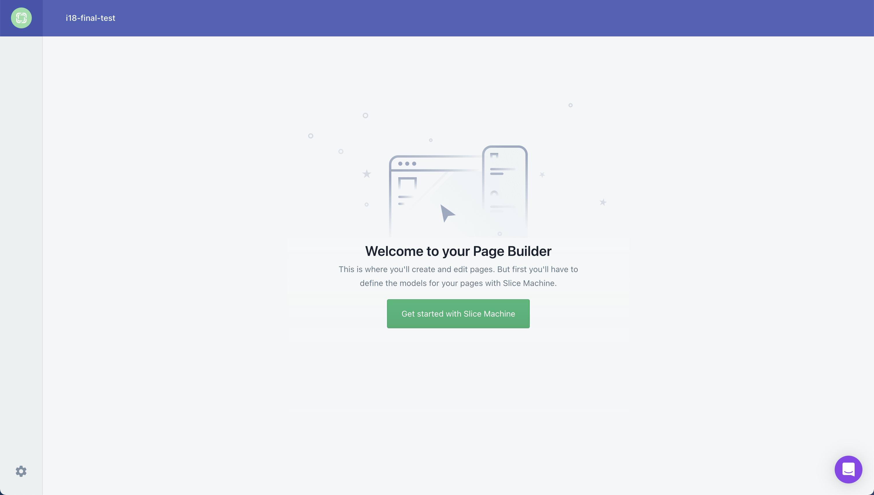 An image of the welcome screen of the Page Builder.