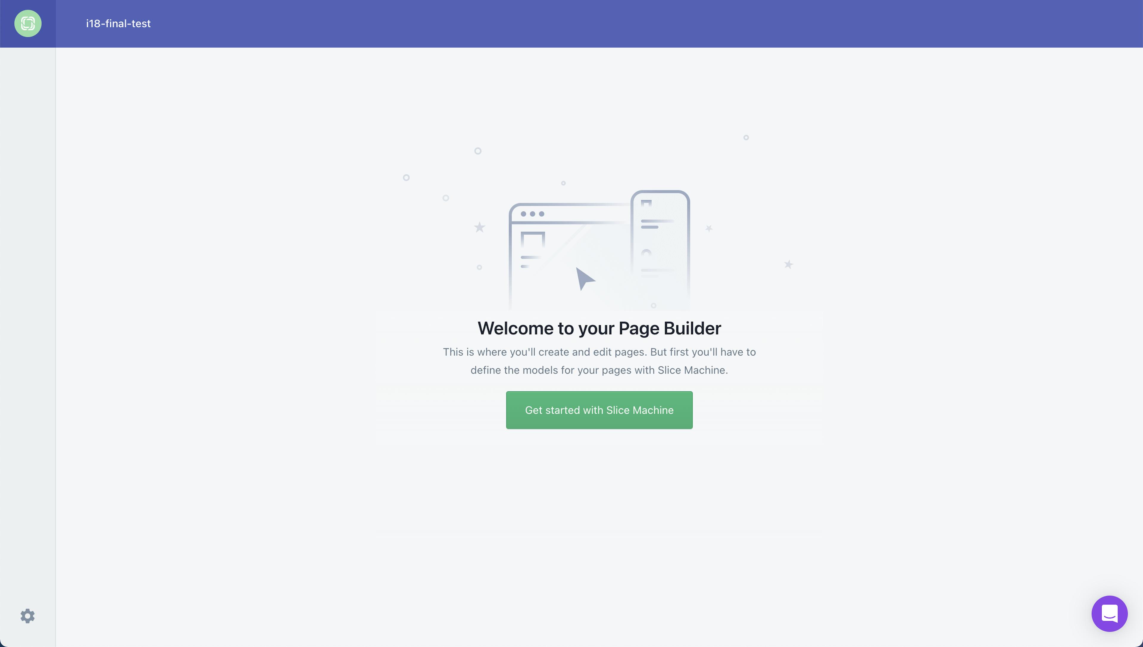 An image of the welcome screen of the Page Builder.