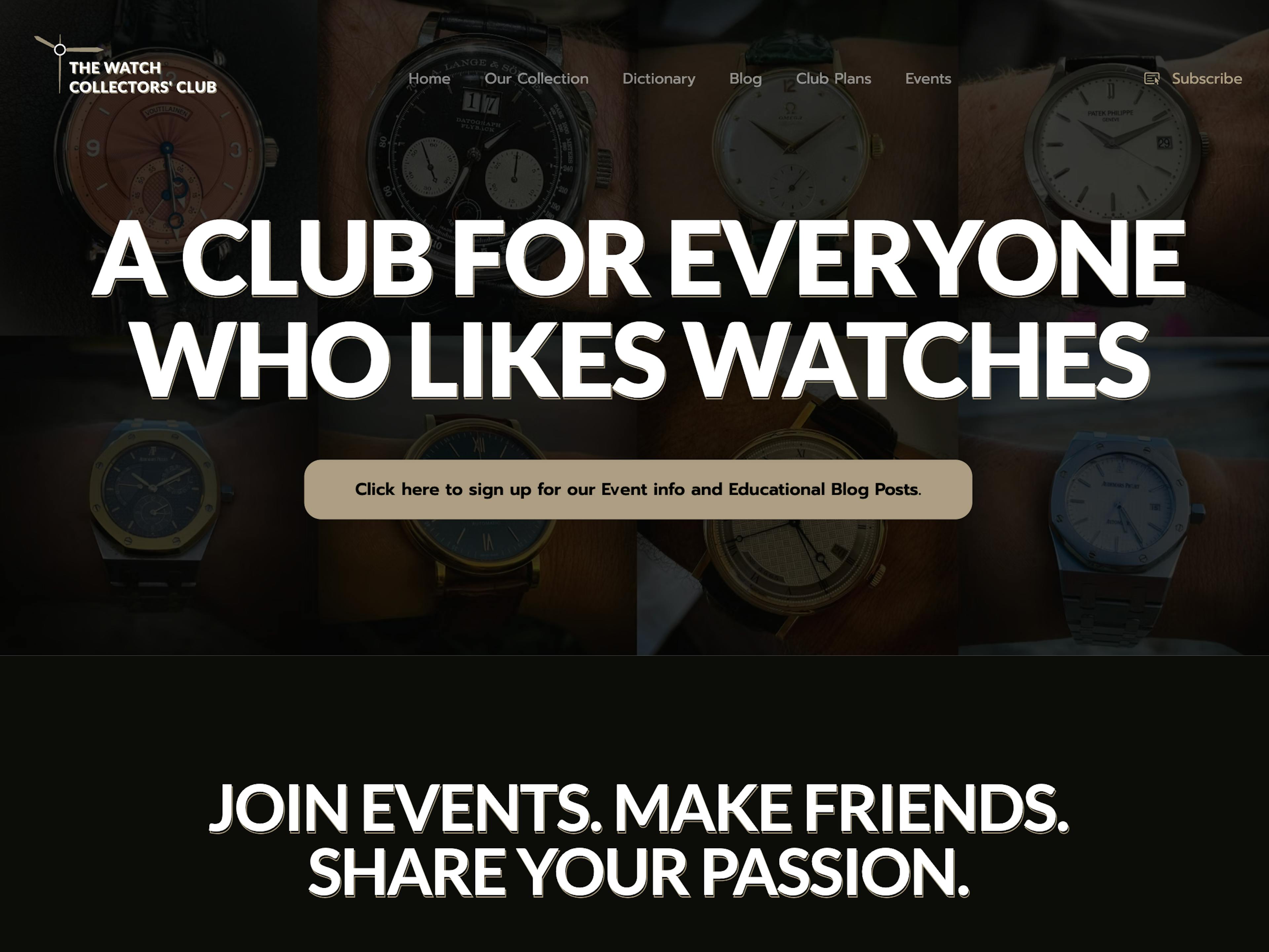 The Watch Collectors Club website screenshot