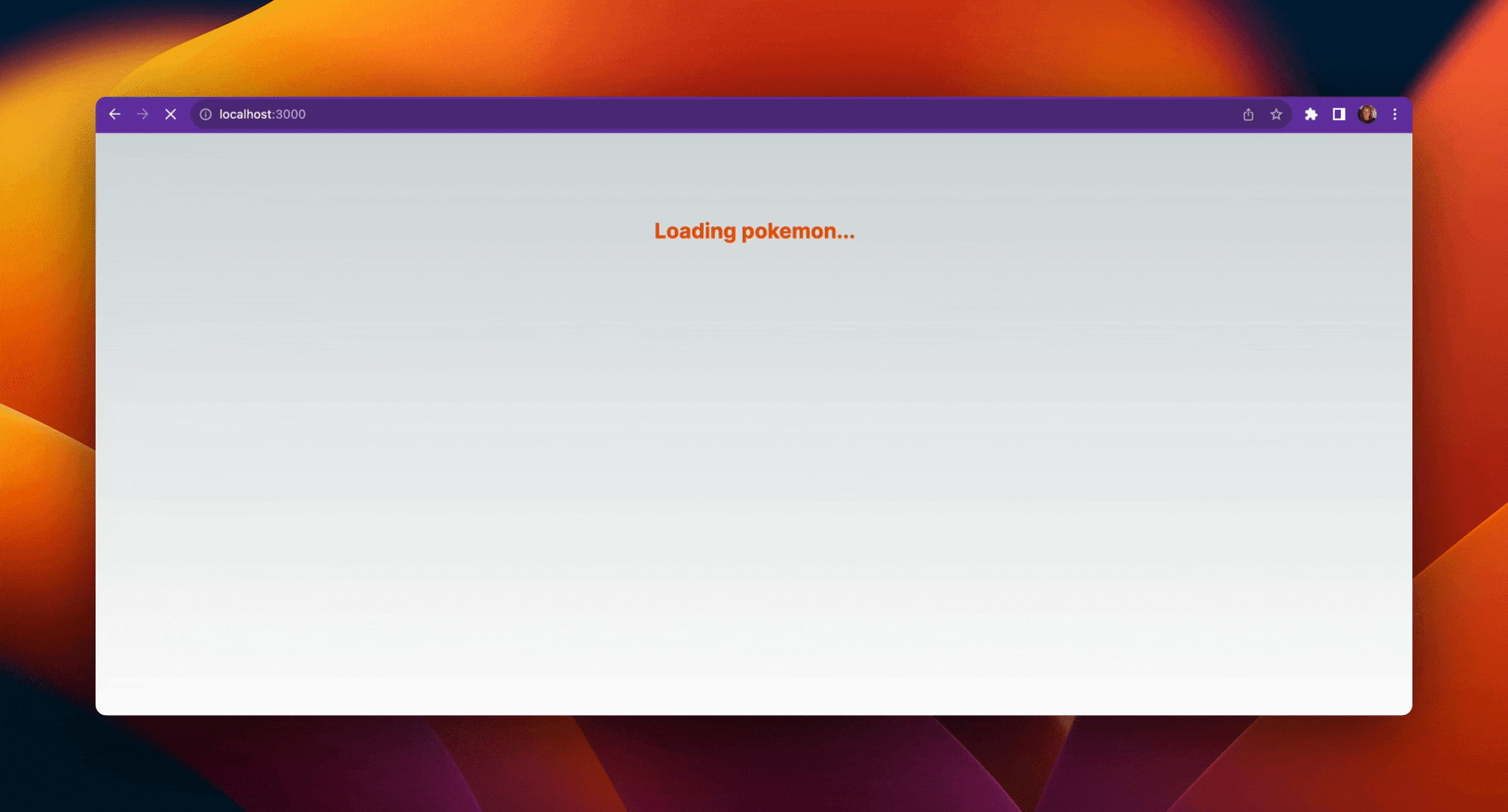 A GIF showing an error after loading on the front end.