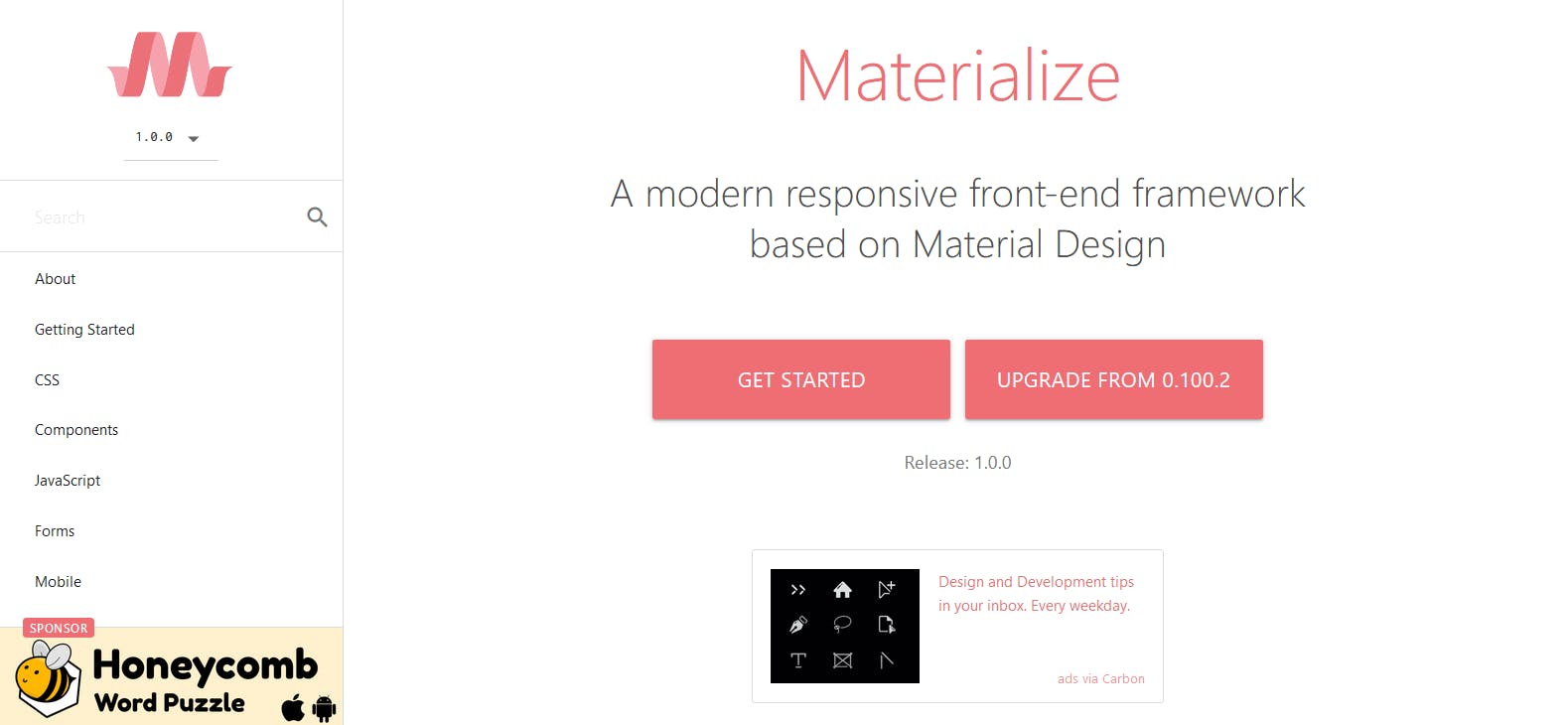 An image of Materialize CSS framework.