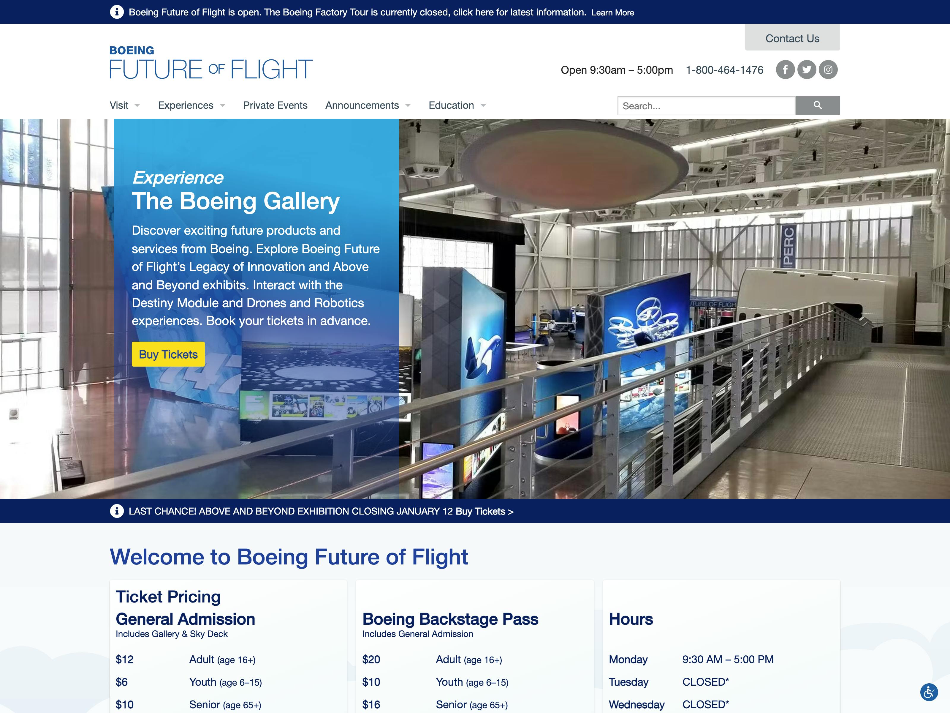 Boeing Future of Flight website screenshot
