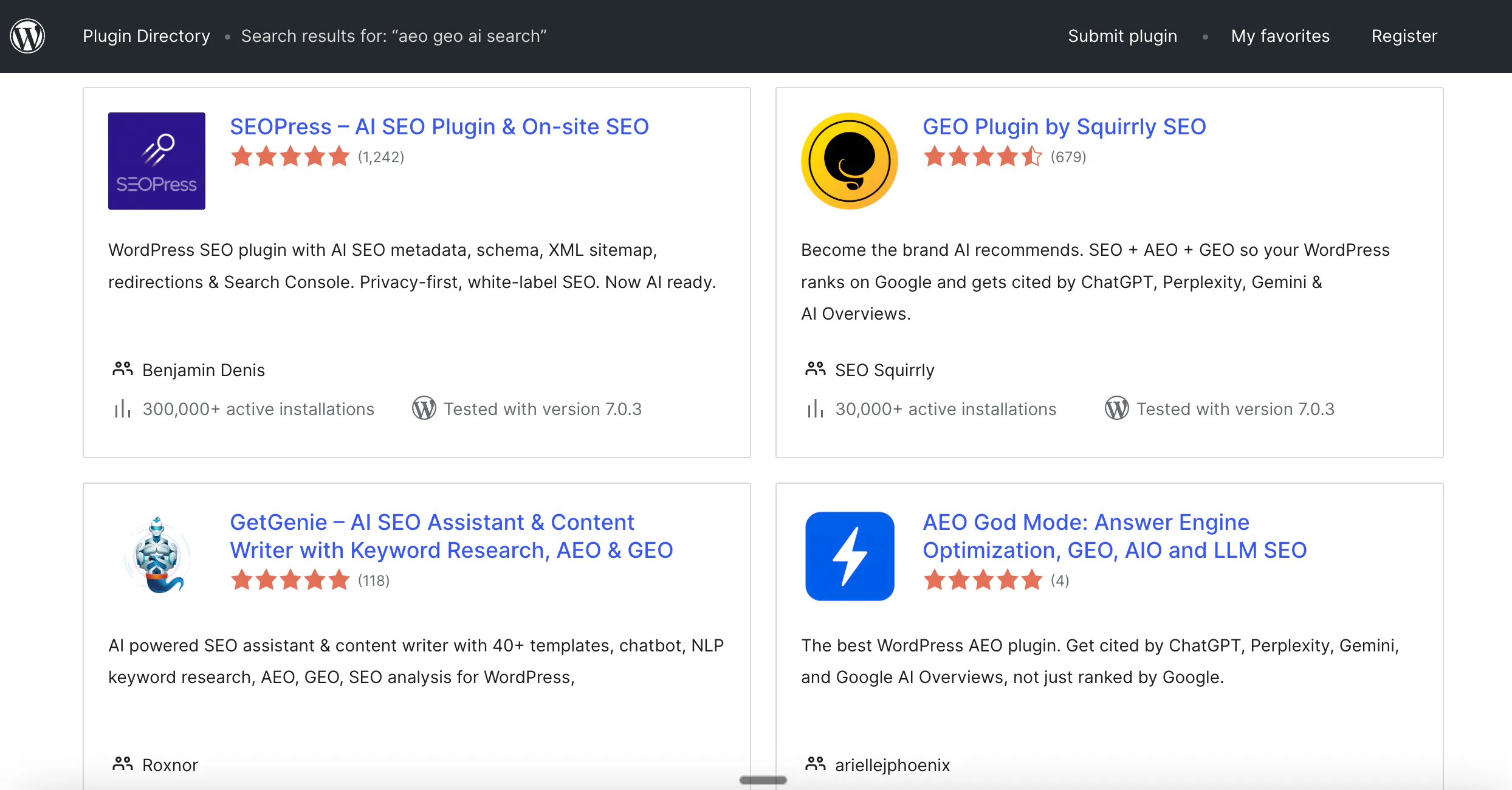 wordpress aeo plugins