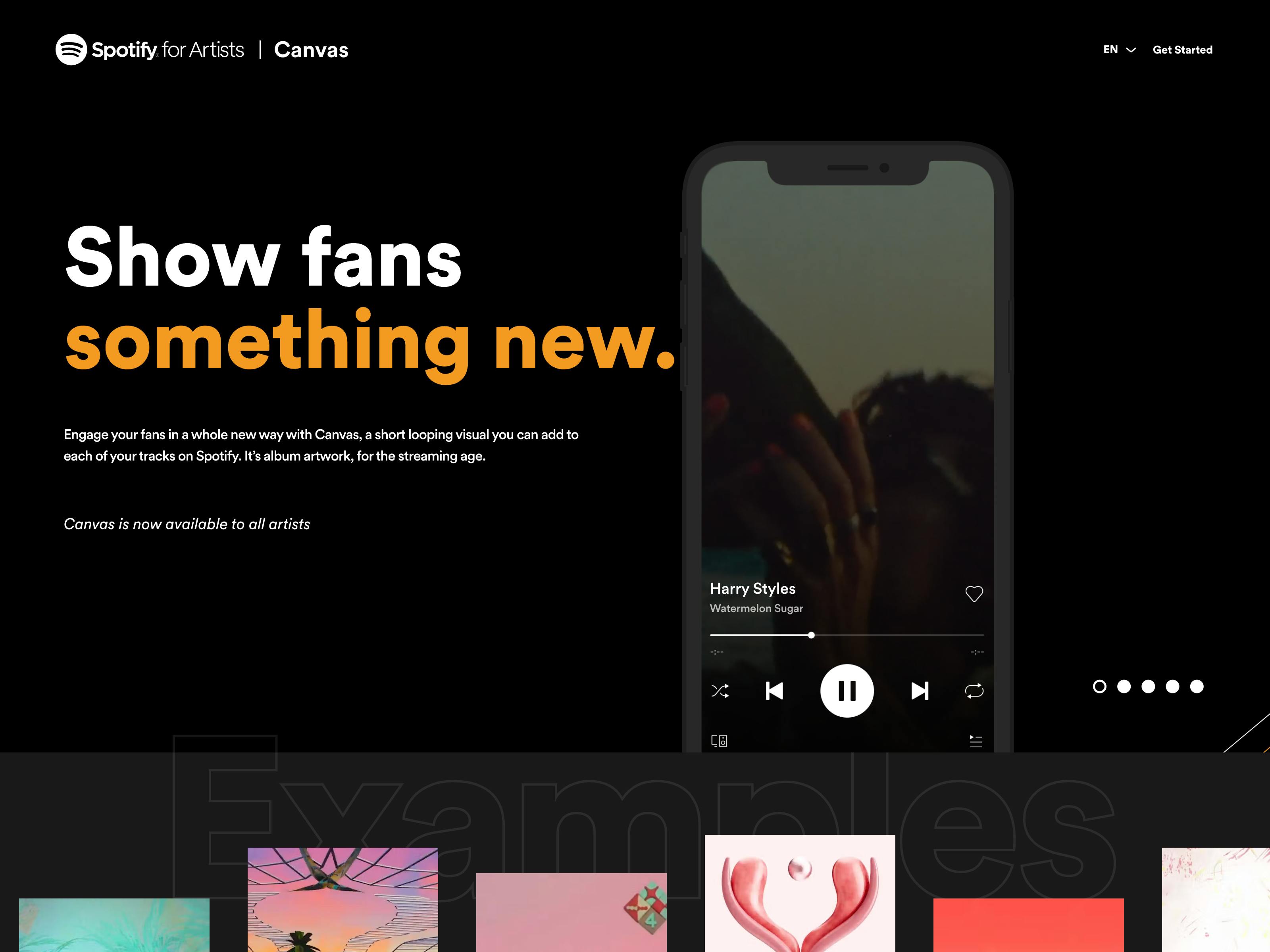 Spotify for Artists website screenshot