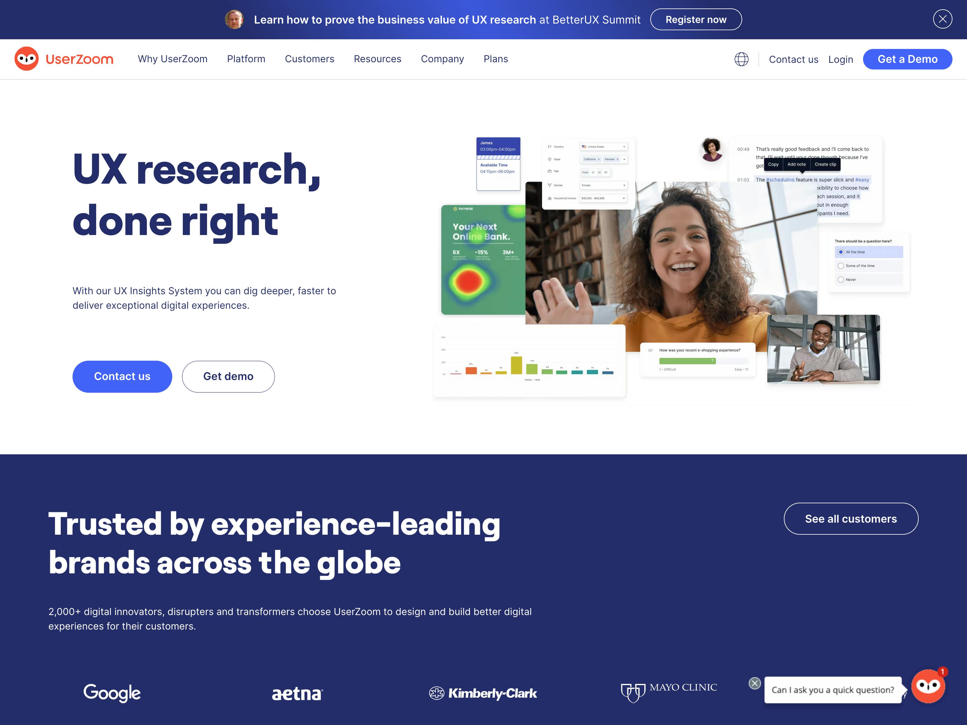 UserZoom website screenshot