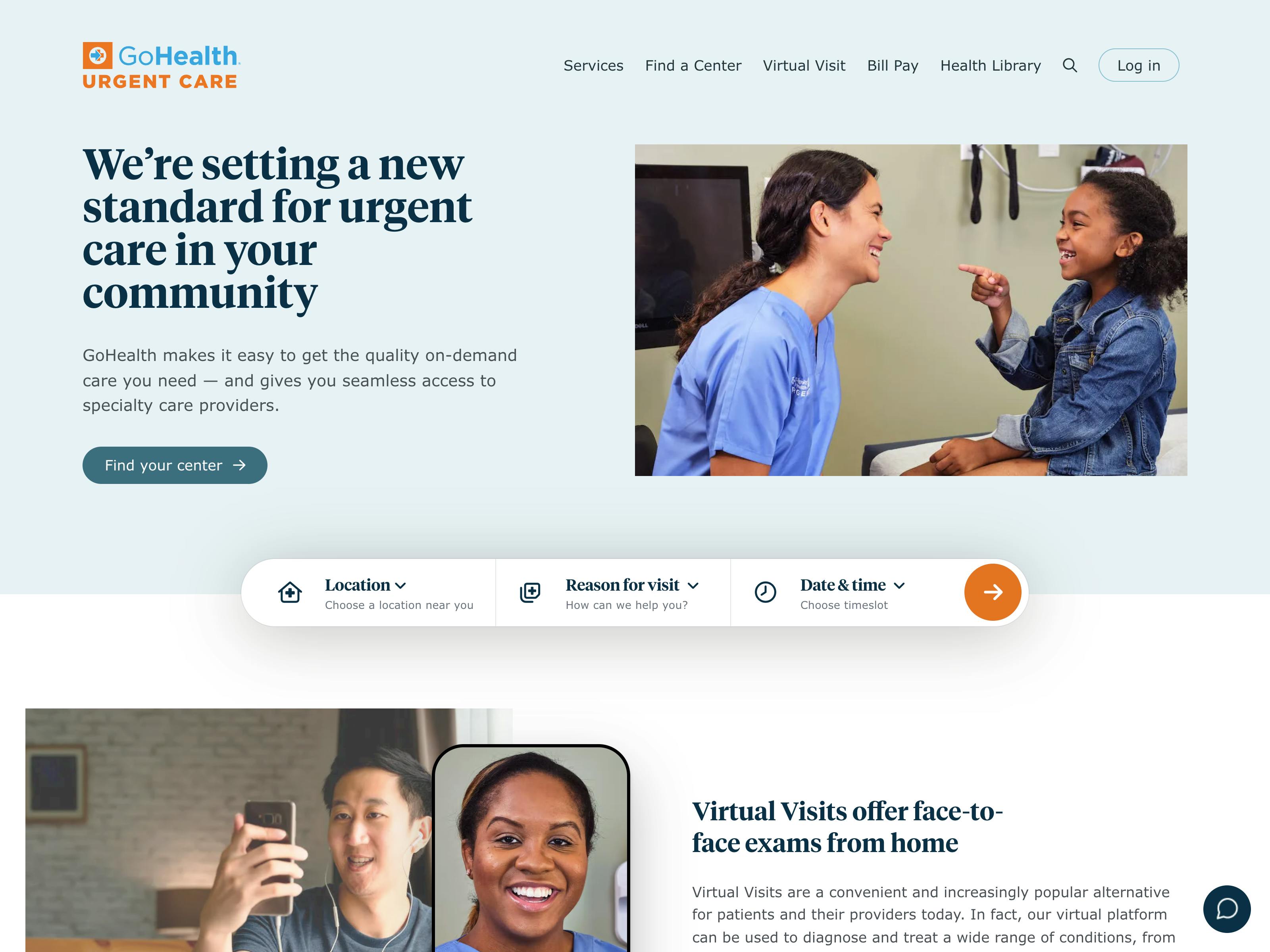 GoHealth Urgent Care website screenshot