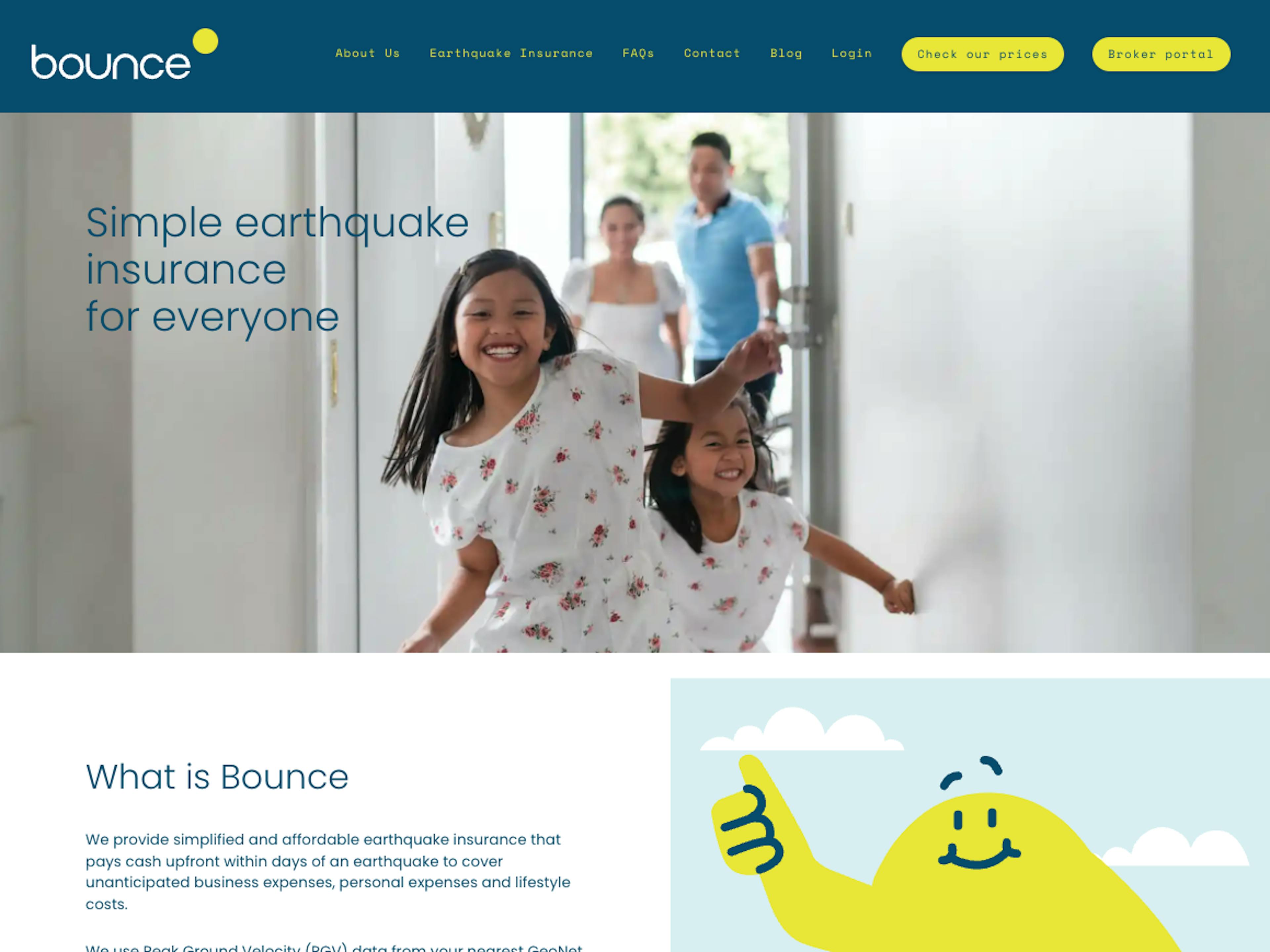 Bounce Insurance website screenshot