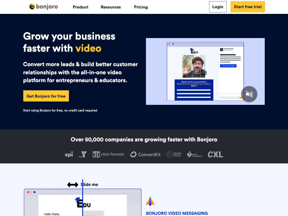 Bonjoro website screenshot