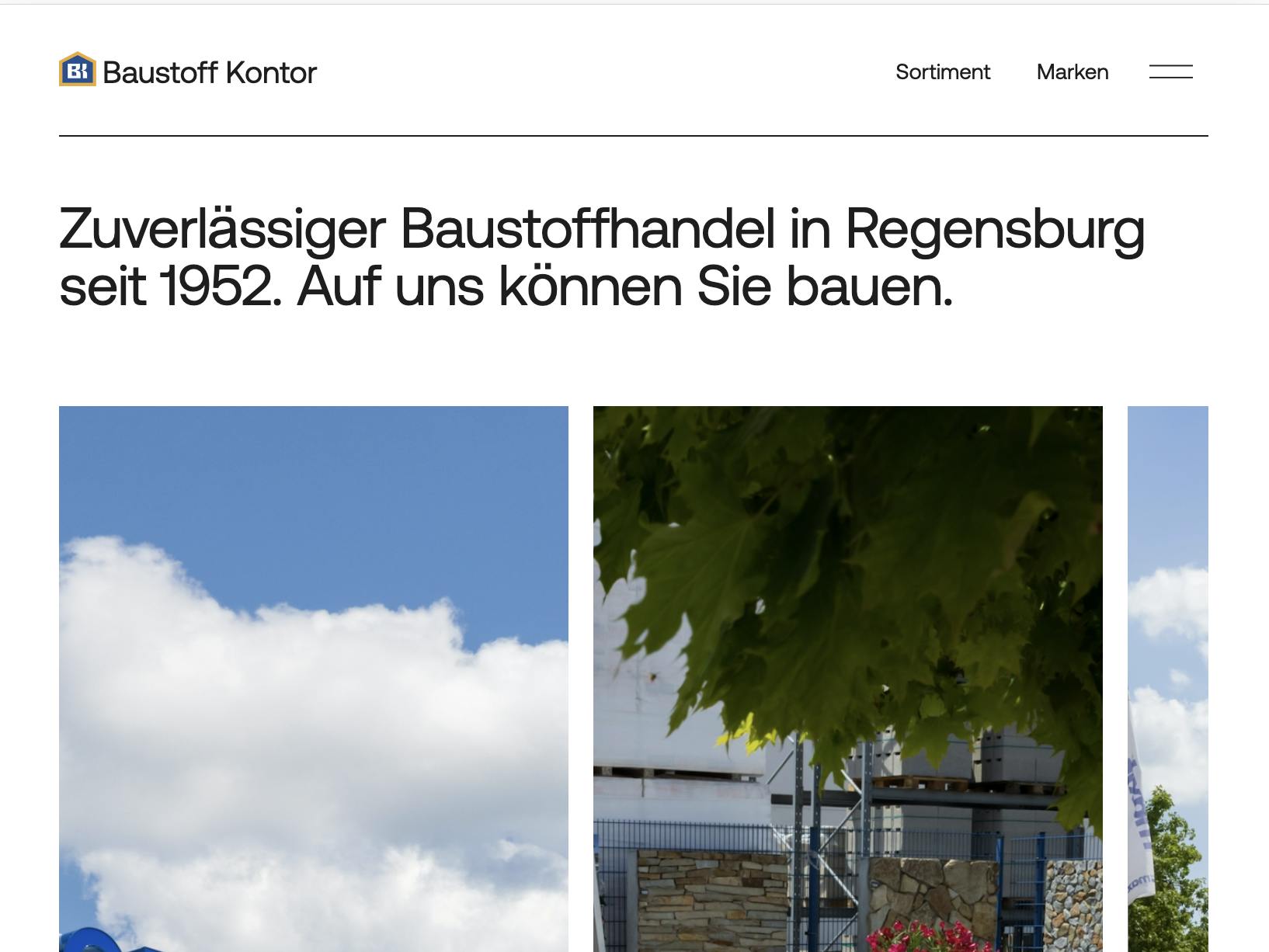 Baustoff Kontor Website Screenshot