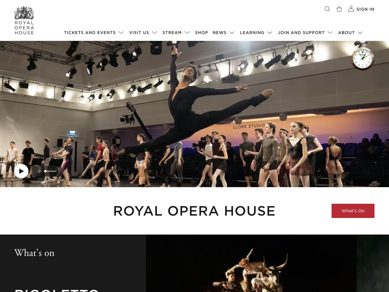 Royal Opera House Website Screenshot