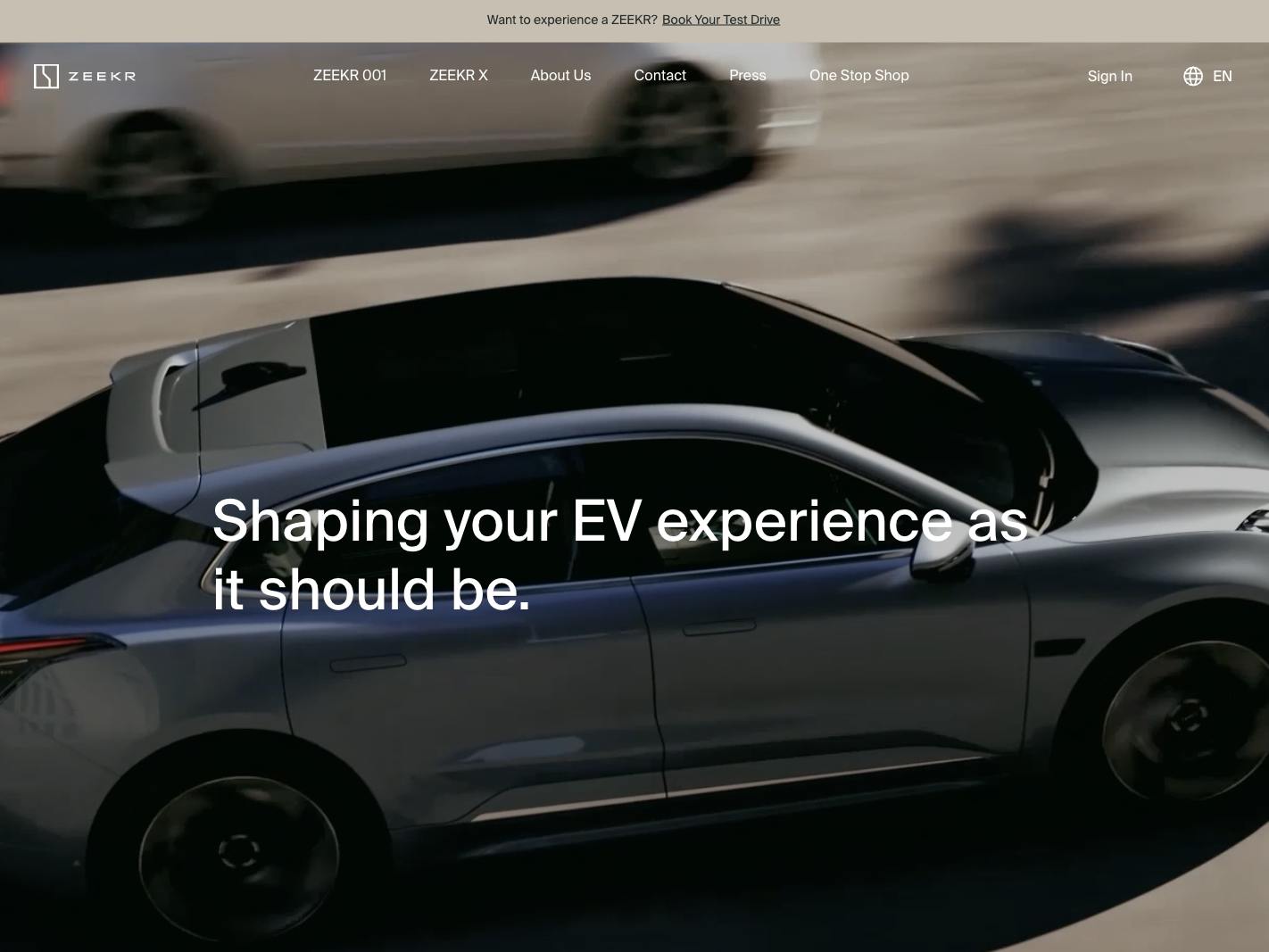 ZEEKR Website Screenshot