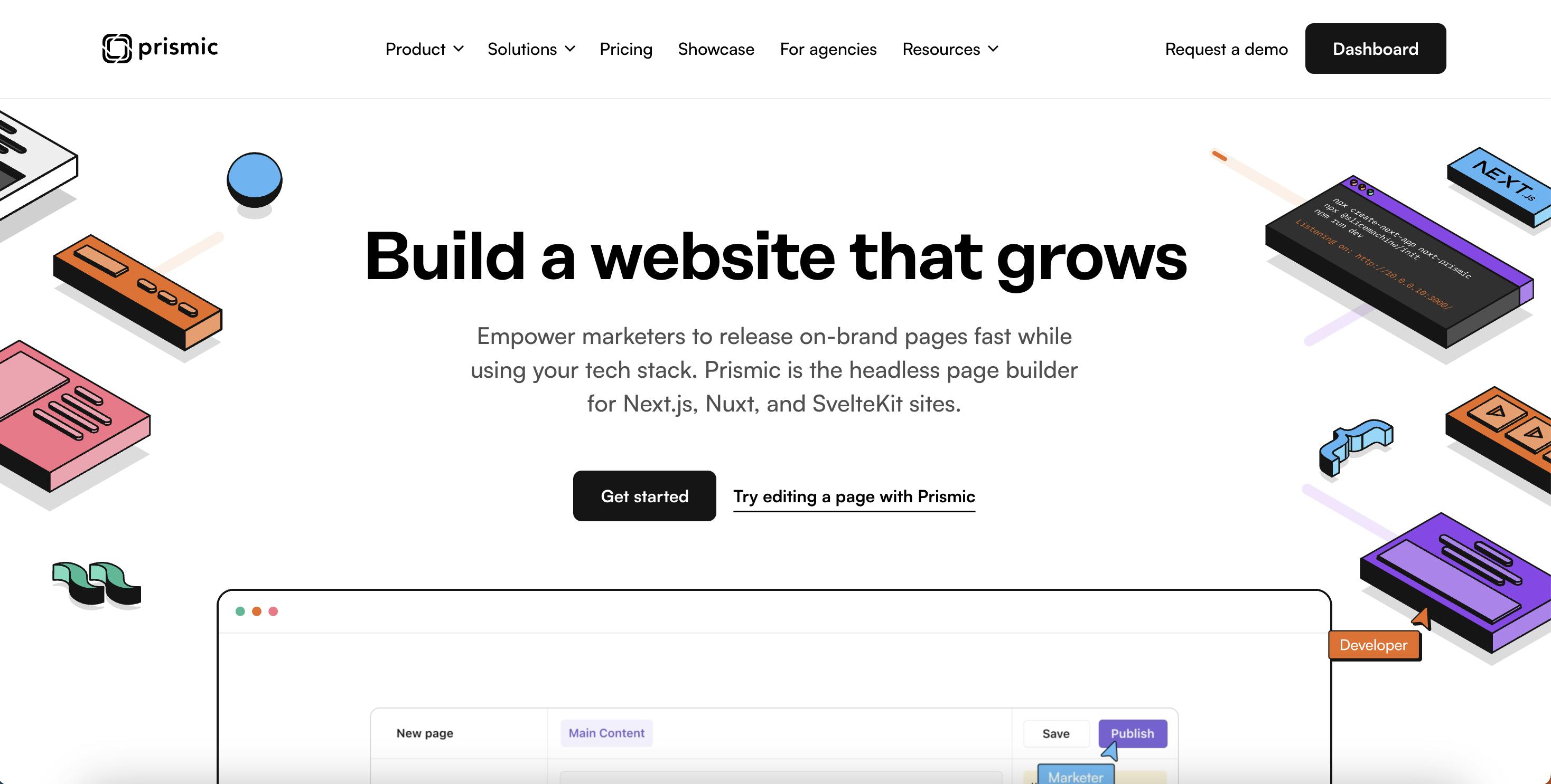 Prismic Homepage Screenshot