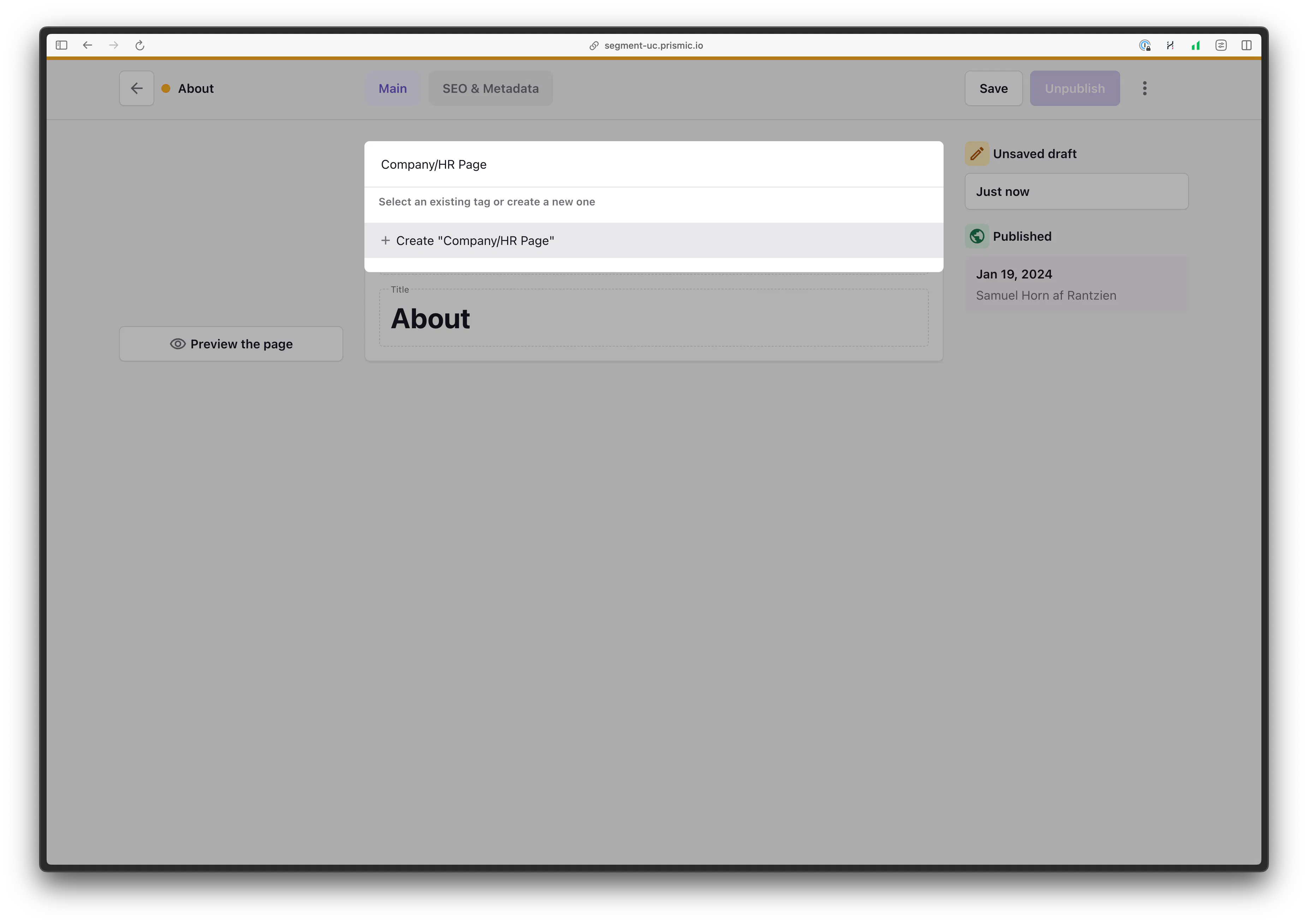 An image of tags in the Page Builder.
