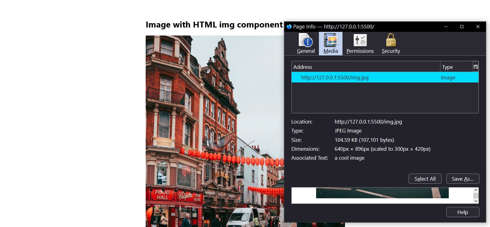 An image showing the size of an image with default HTML.