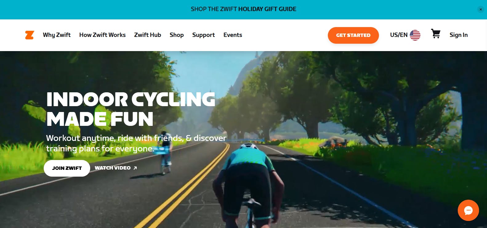An image of the Zwift website.