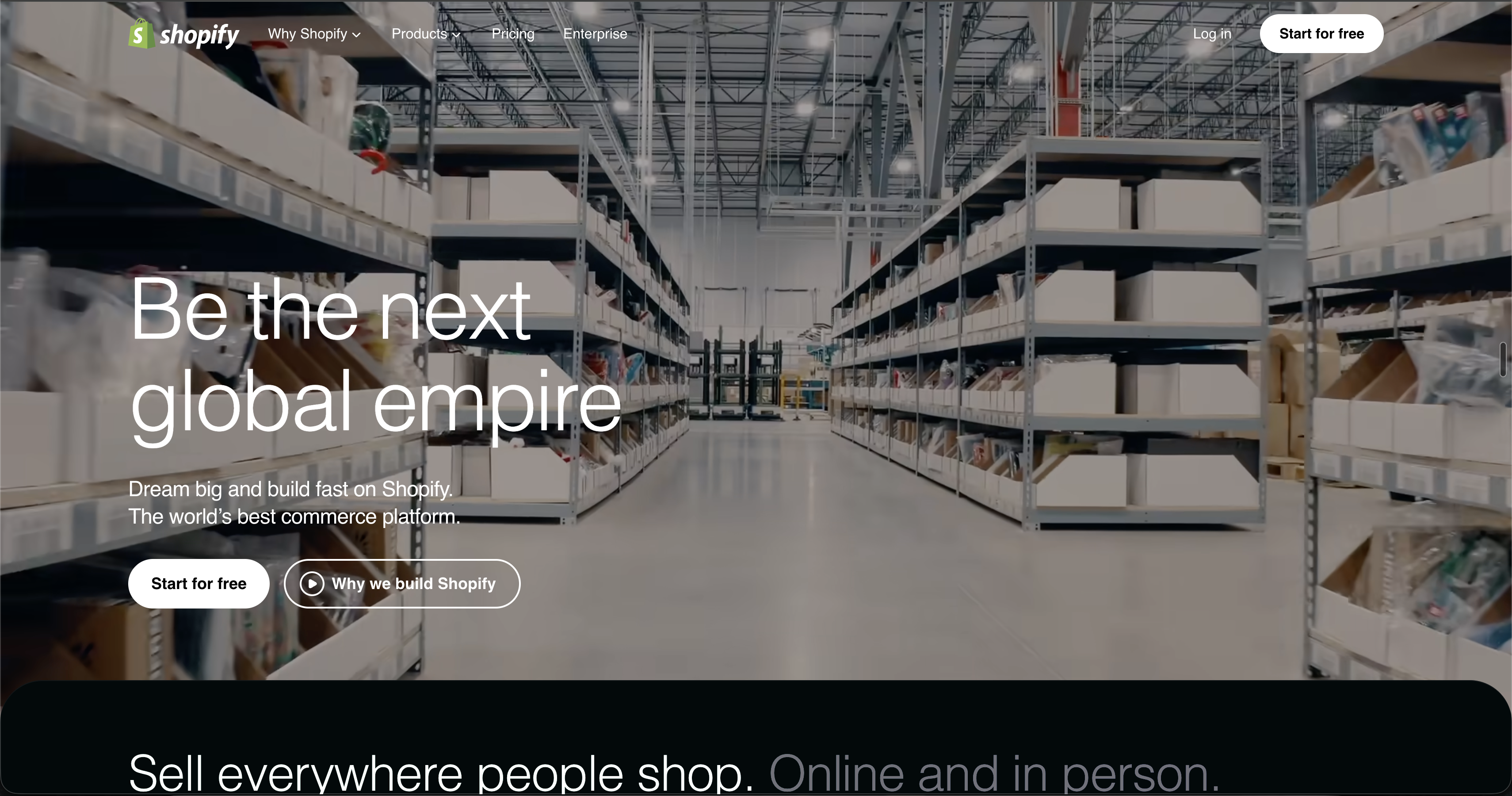 Shopify homepage