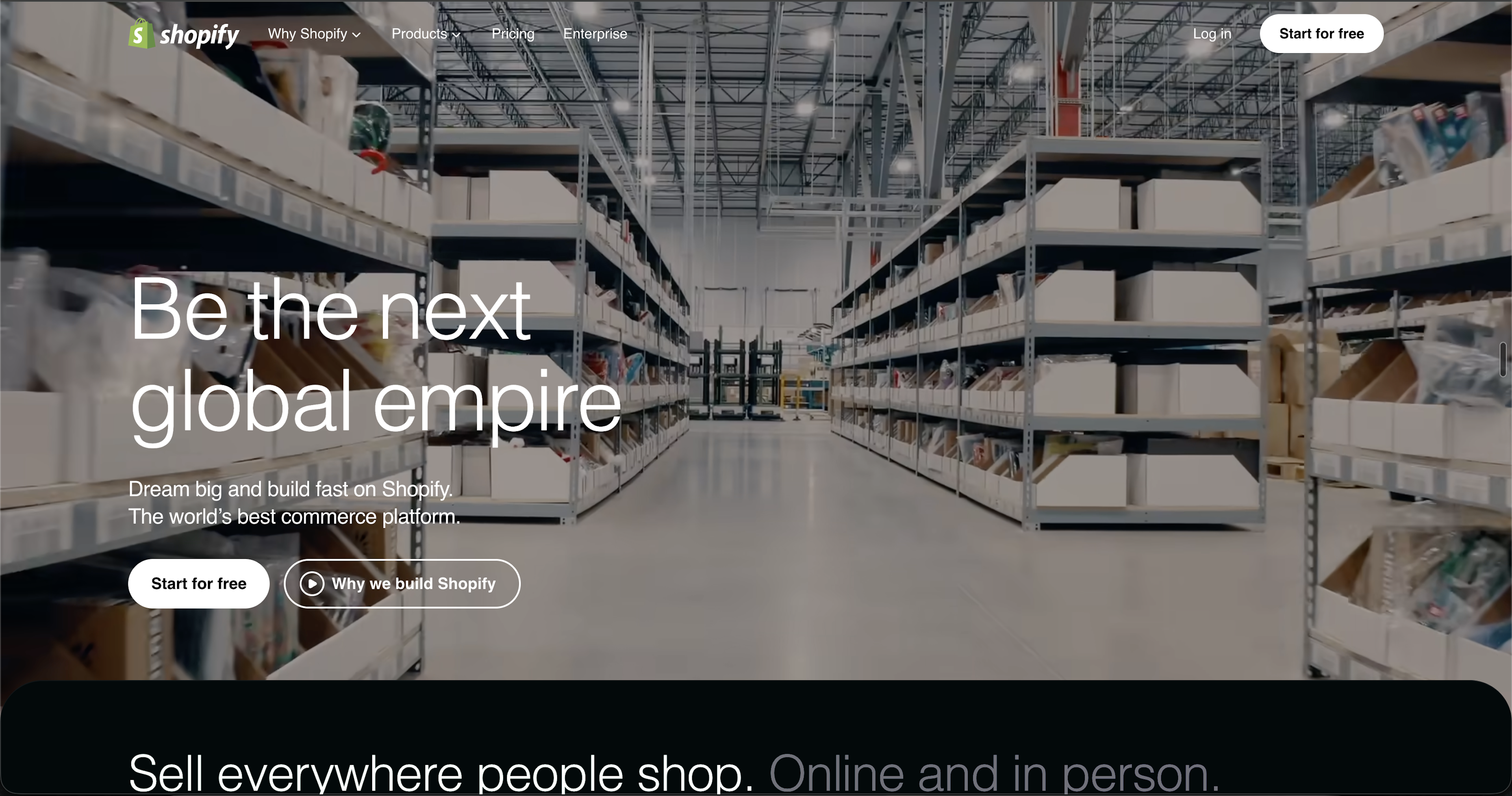 Shopify homepage