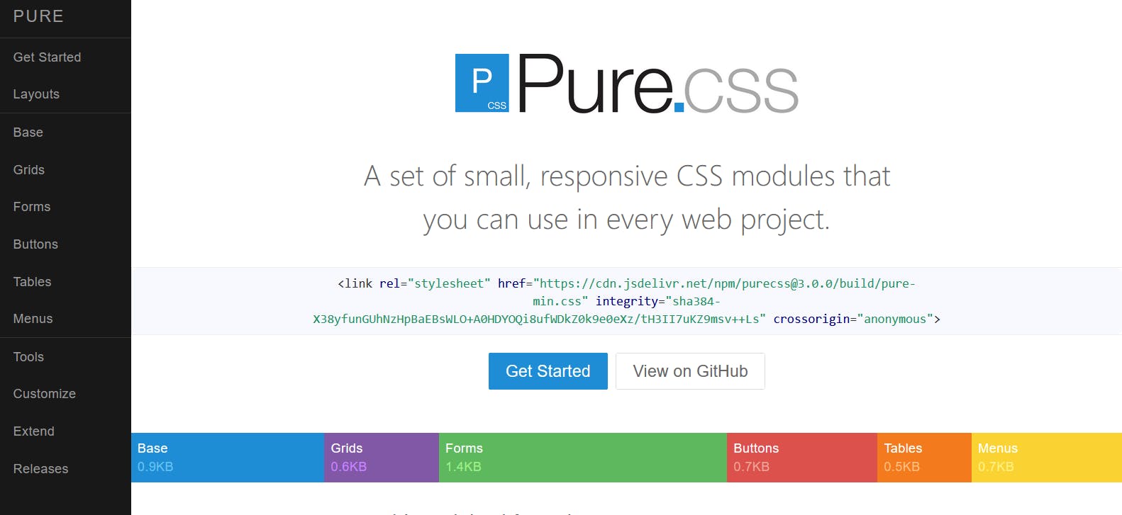 An image of Pure CSS framework.