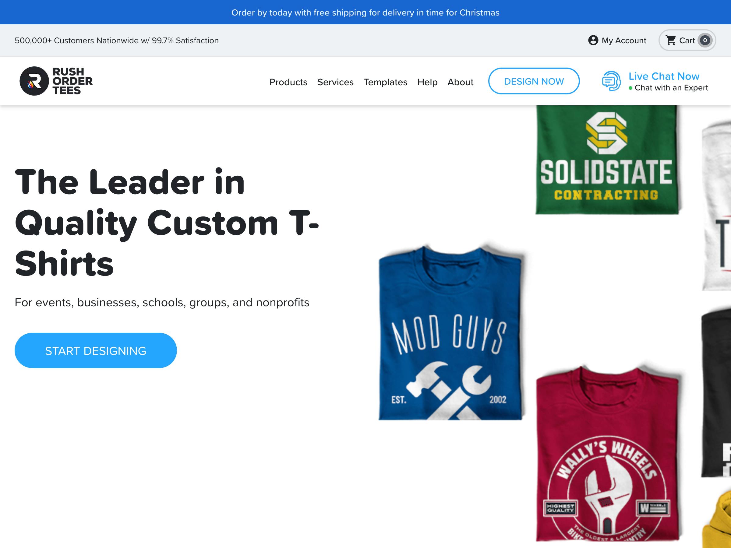 RushOrderTees website screenshot