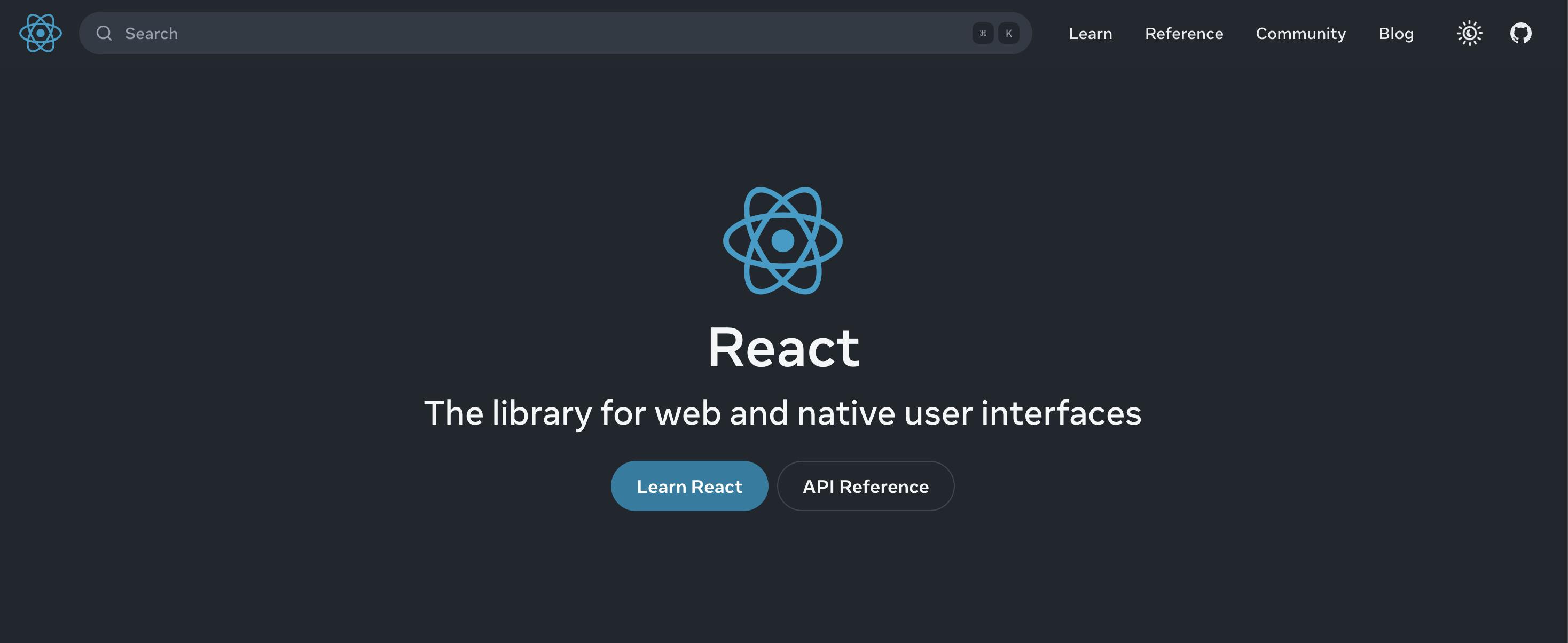 An image of React's website.
