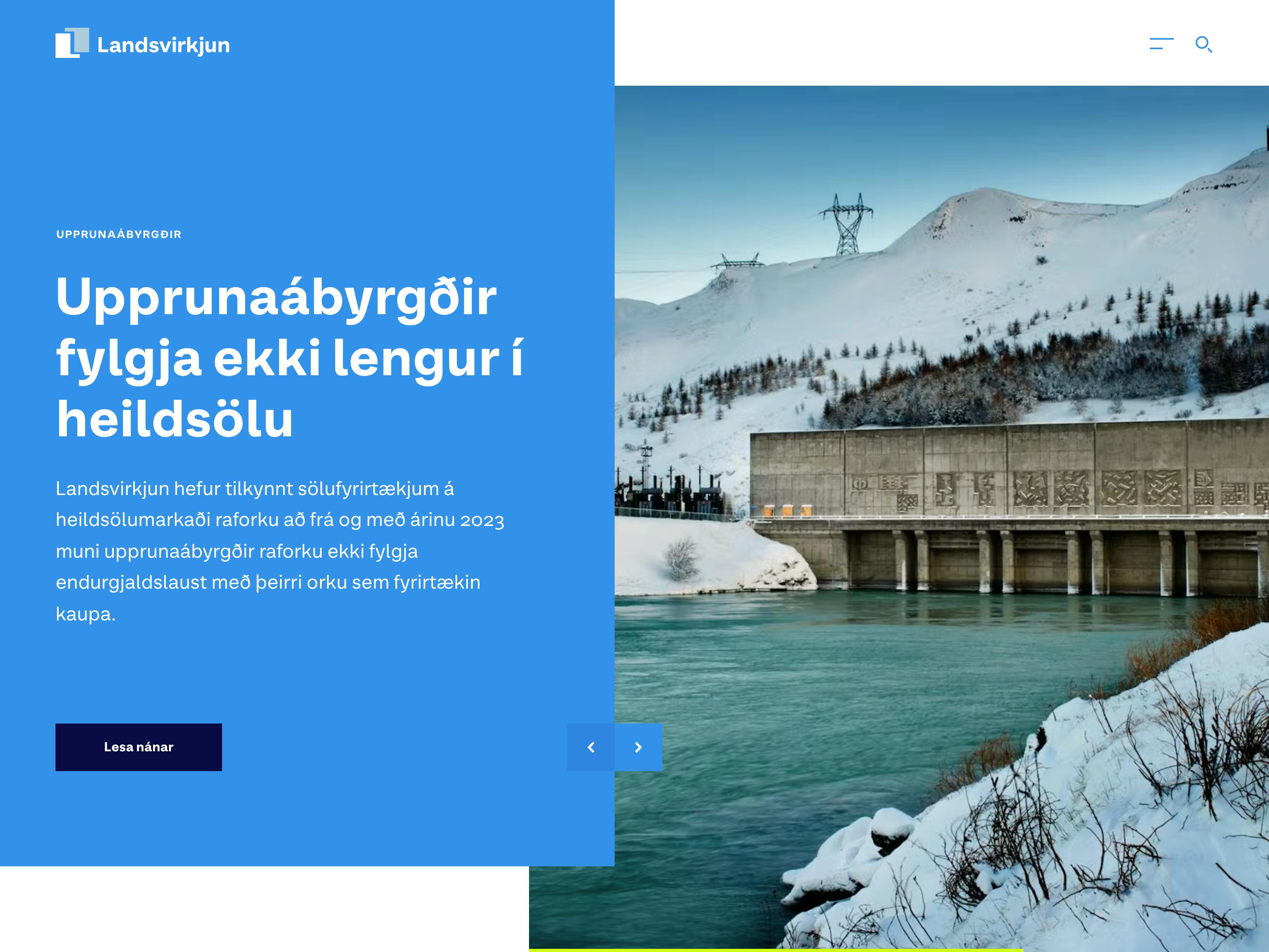 Landsvirkjun website screenshot