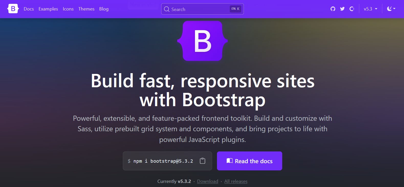 An image of Bootstrap CSS Framework Website.