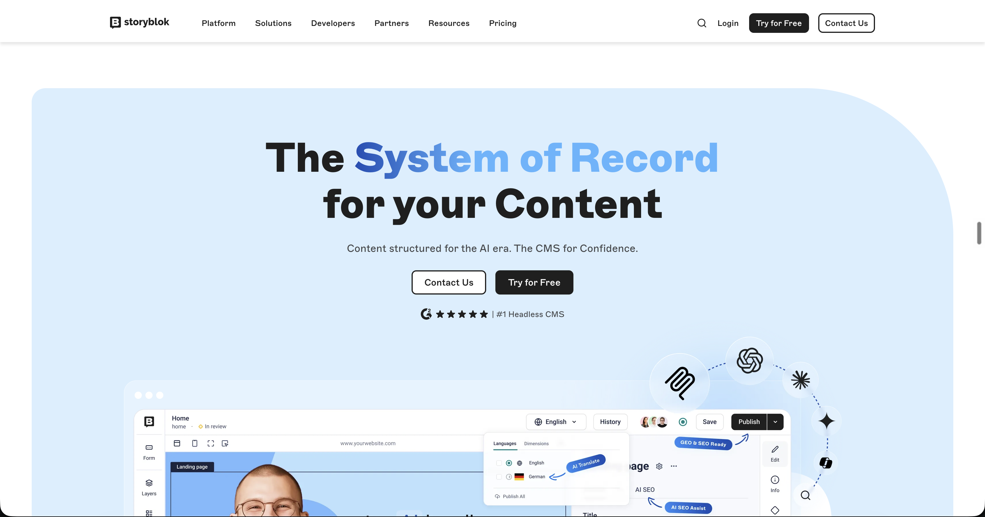 Storyblok homepage