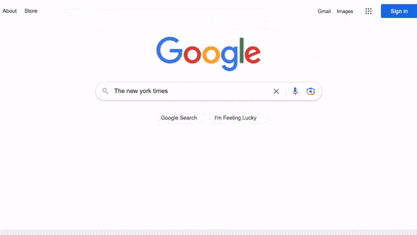 A screen recording of the New York Times' website. Initially the page loads with a grey rectangle at the top, above the header. The user's mouse is over an article. However, as the page continues to load, all of the content is shifted downward by a giant advertisement that fills and expands the grey box.