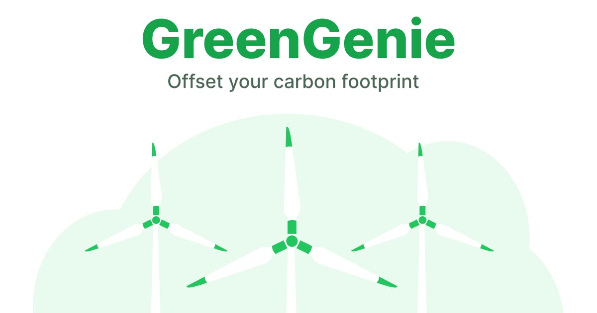 Green Genie Hero section that reads, "Green Genie - Offset your carbon footprint"