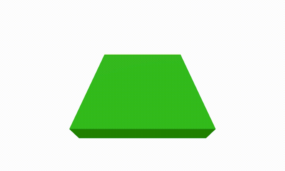 GIF of the 3D scene. At this stage there's a green box that creates the floor of the scene with a blue ball bouncing on top of it.
