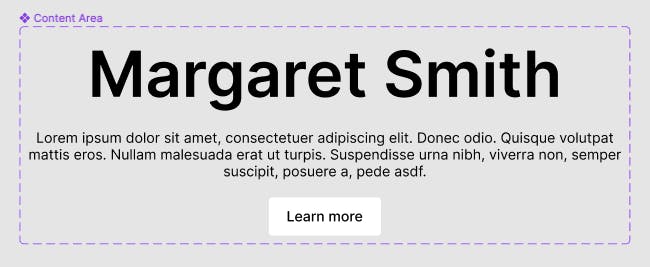 A screenshot of our content area molecule as a component in Figma.