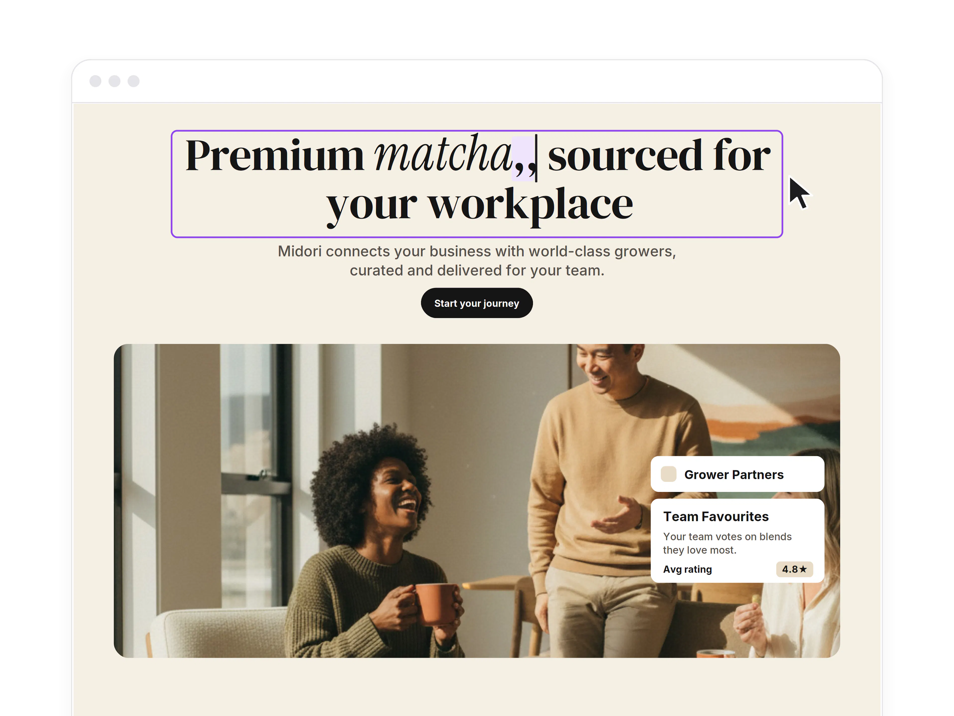 Fixing a stray comma in the homepage headline directly in the Prismic Page Builder