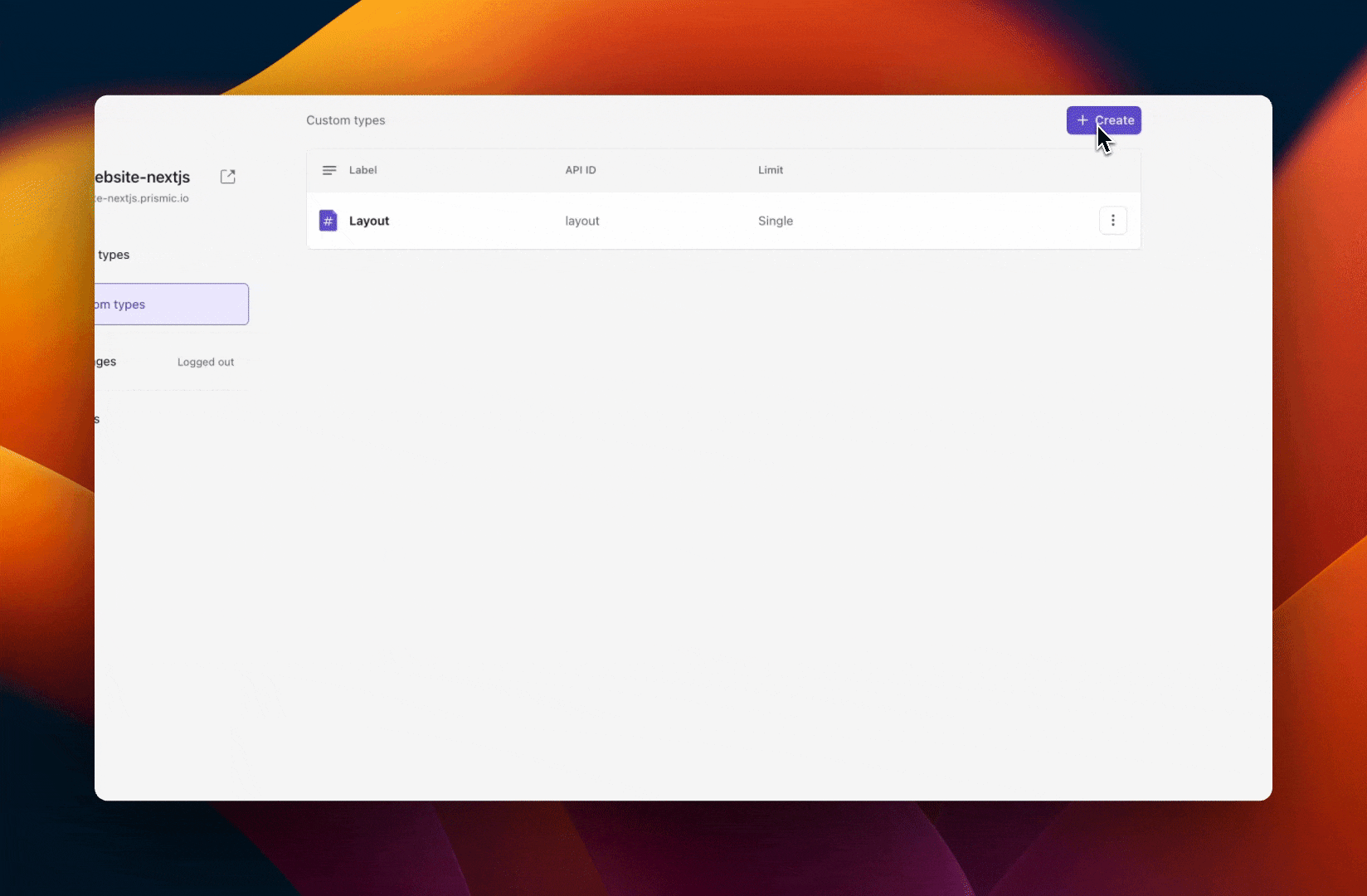 A GIF showing how to add a submenu custom type in Slice Machine.