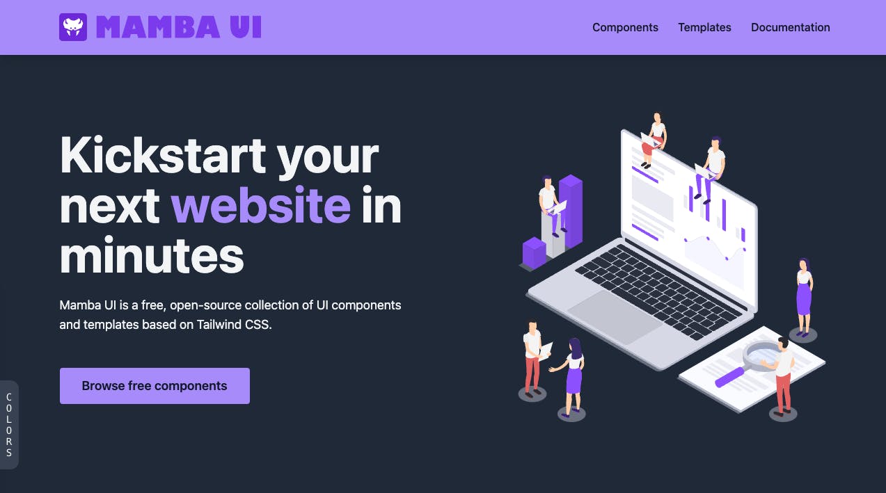 Mamba UI Tailwind CSS component library image.