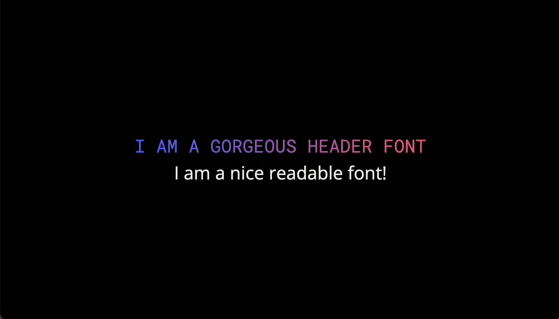 An image showing a header component with a font of Roboto Mono.