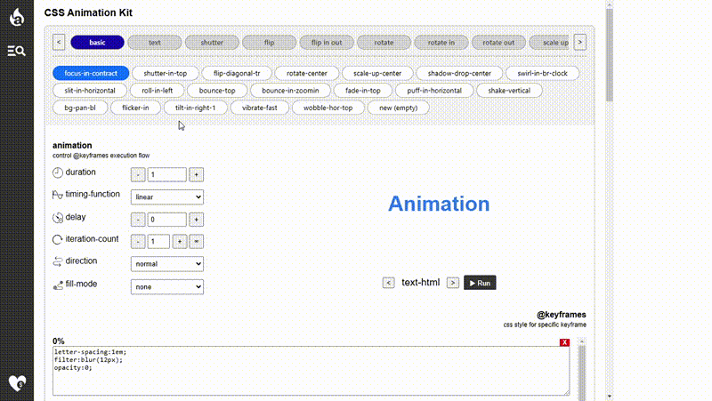 A GIF of CSS Animation Kit